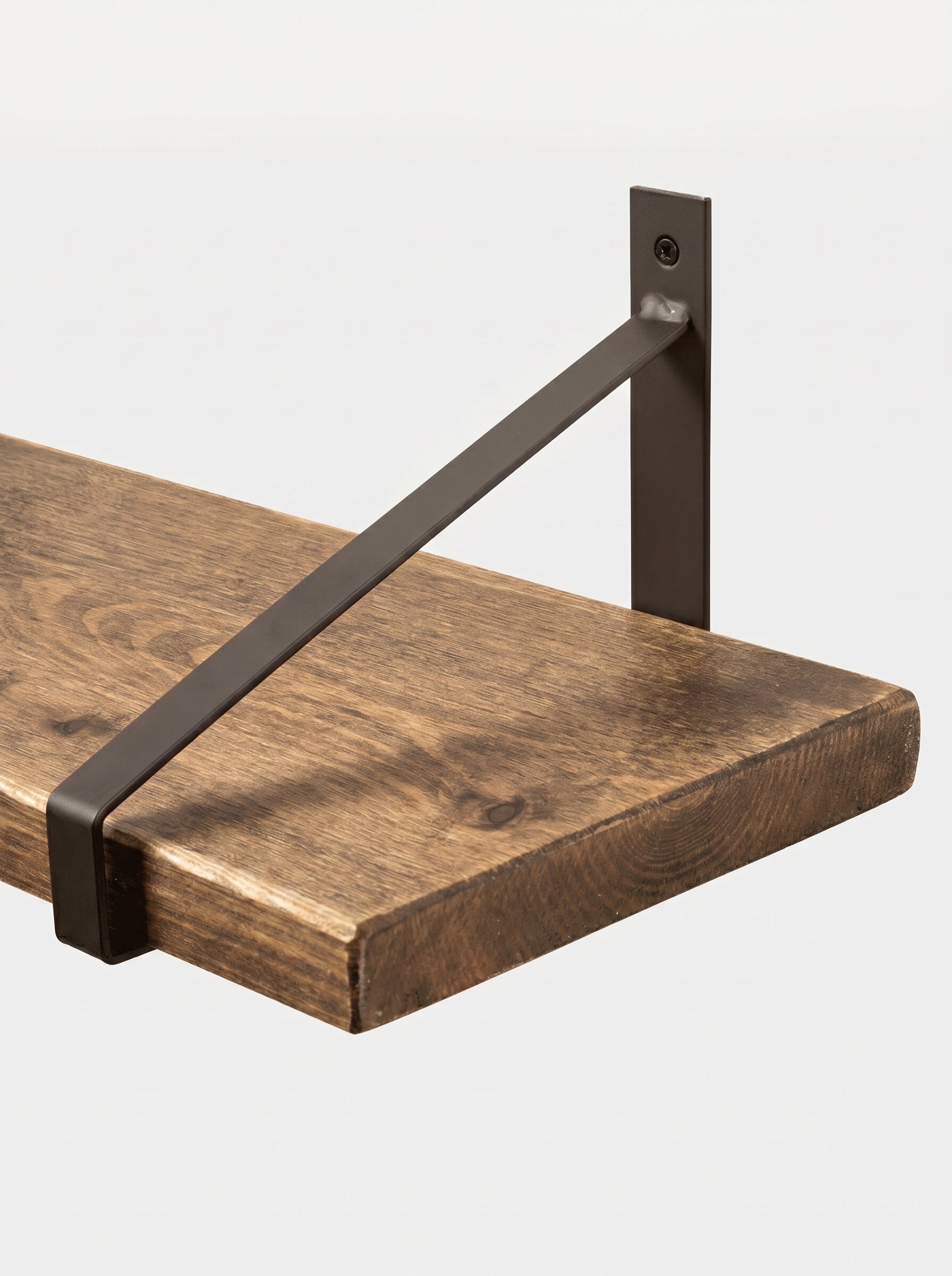 Armstrong Rustic Wooden Shelf with Brackets - 22cm x 3.5cm - Bracketed Shelves