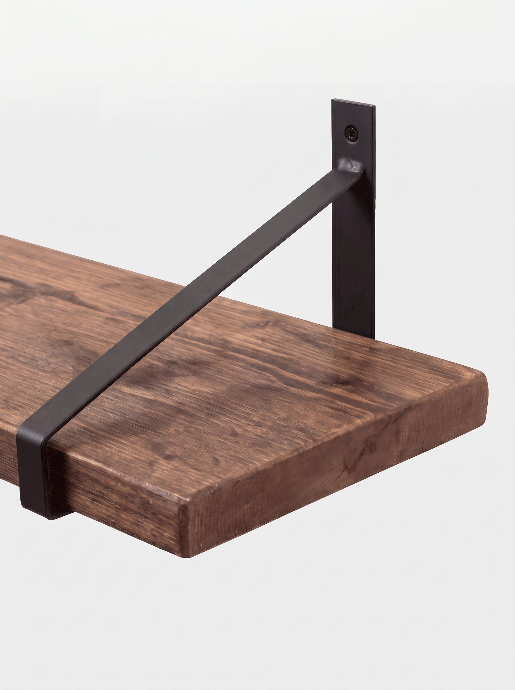 Armstrong Rustic Wooden Shelf with Brackets - 22cm x 3.5cm - Bracketed Shelves