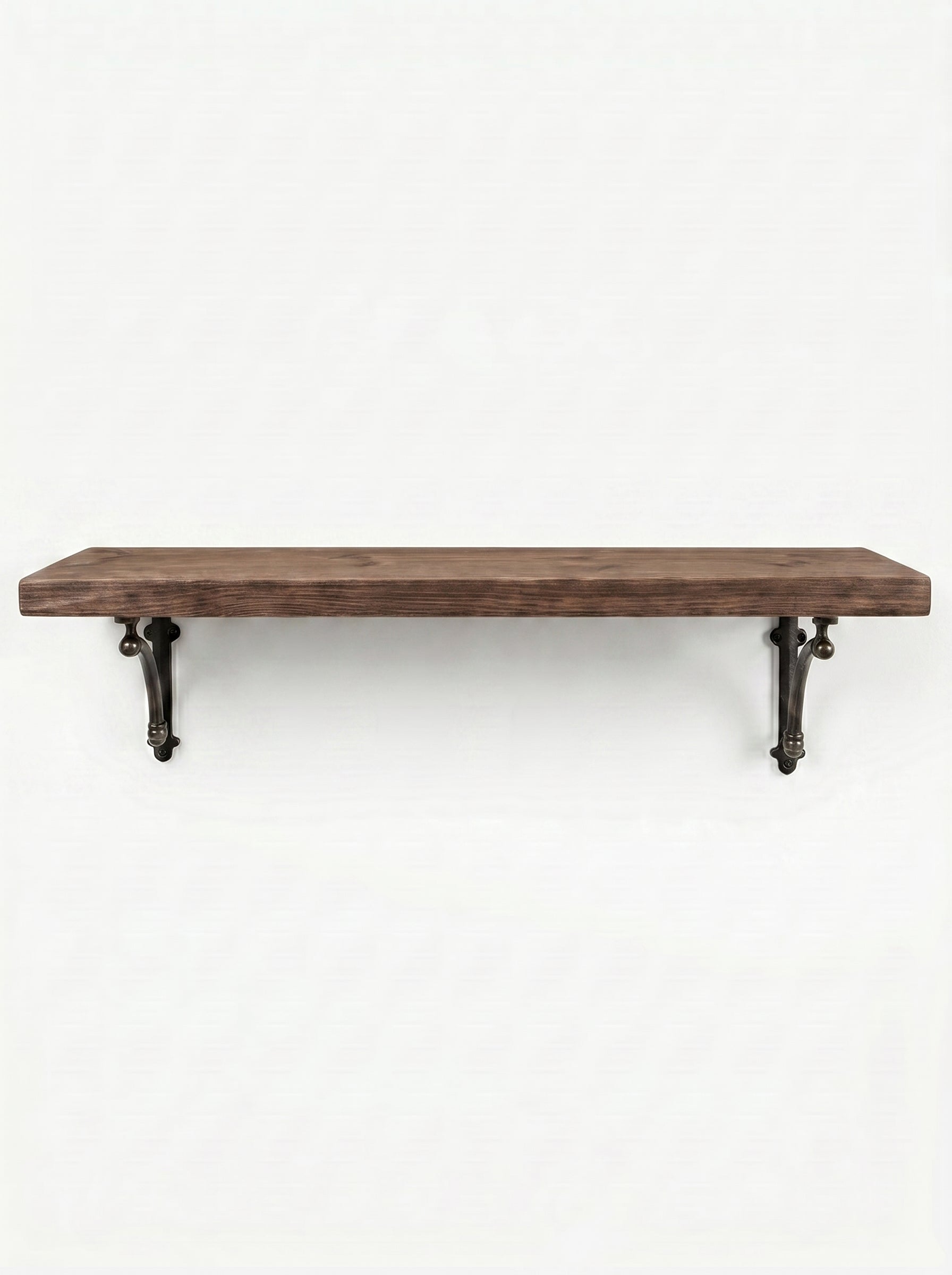 Causey Rustic Wooden Shelf with Brackets - 22cm x 3.5cm - Bracketed Shelves