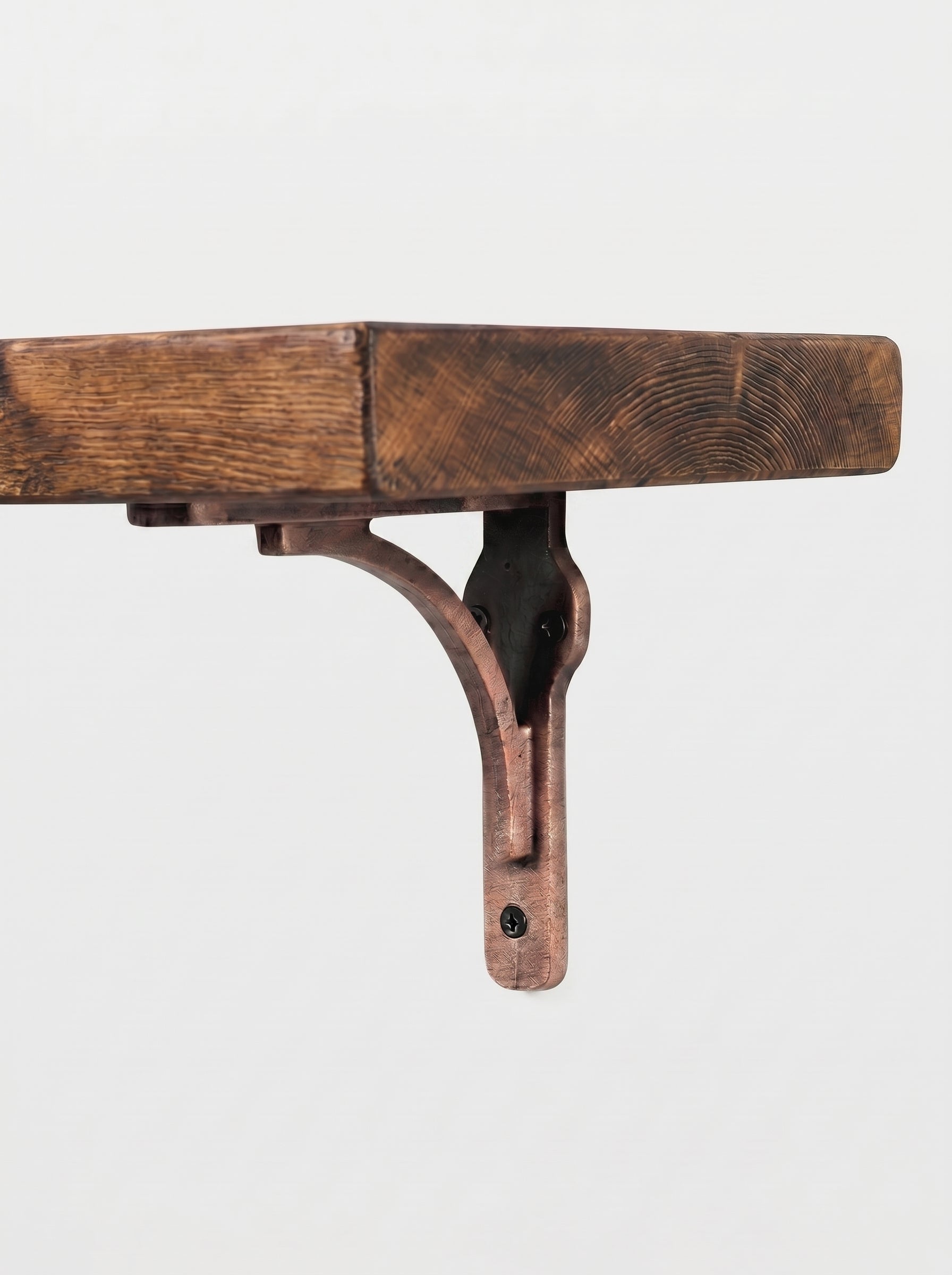 Birtley Copper Rustic Wooden Shelf with Brackets - 22cm x 3.5cm - Bracketed Shelves