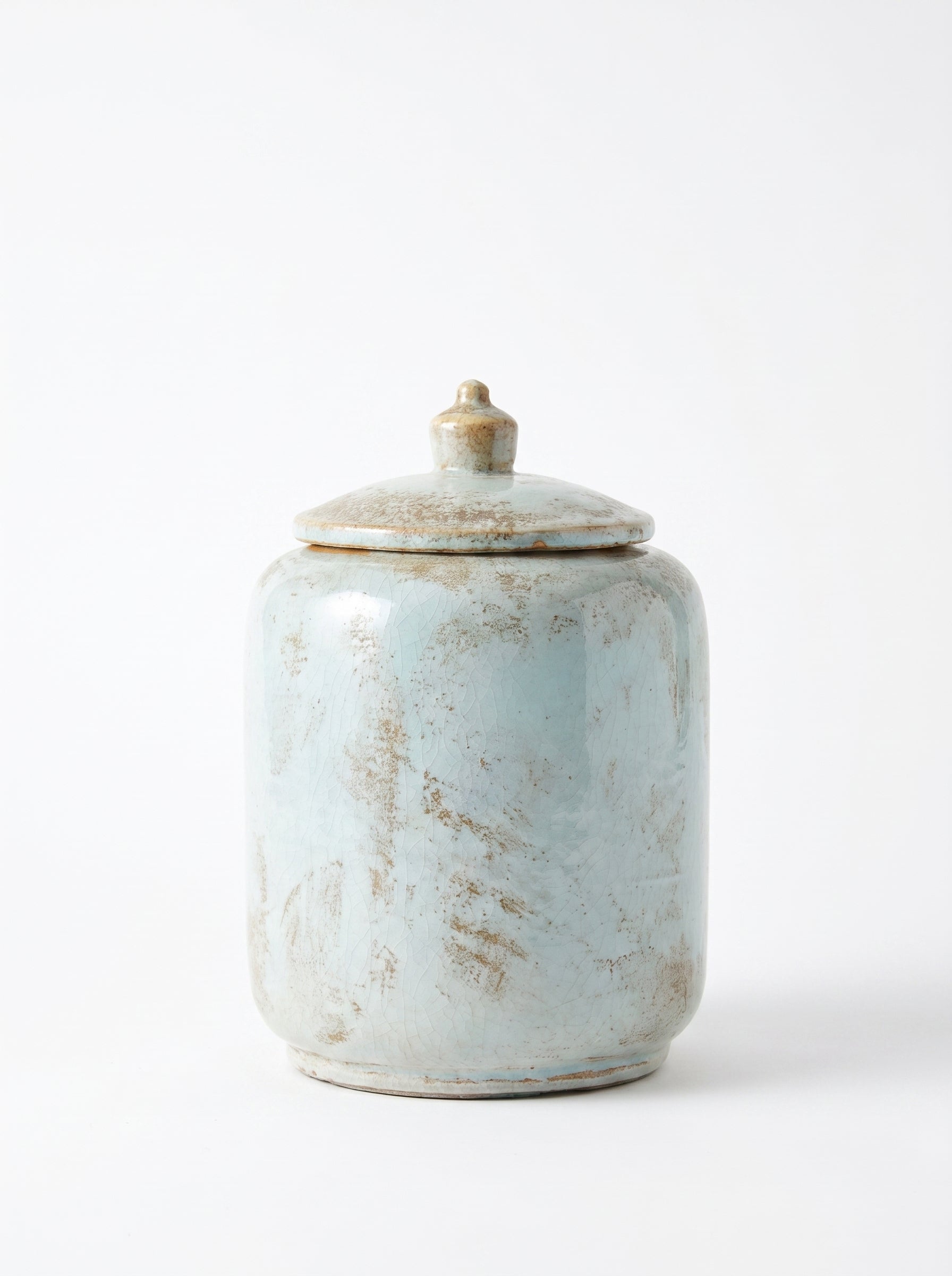 Ceramic Dusky Blue Jar With Lid