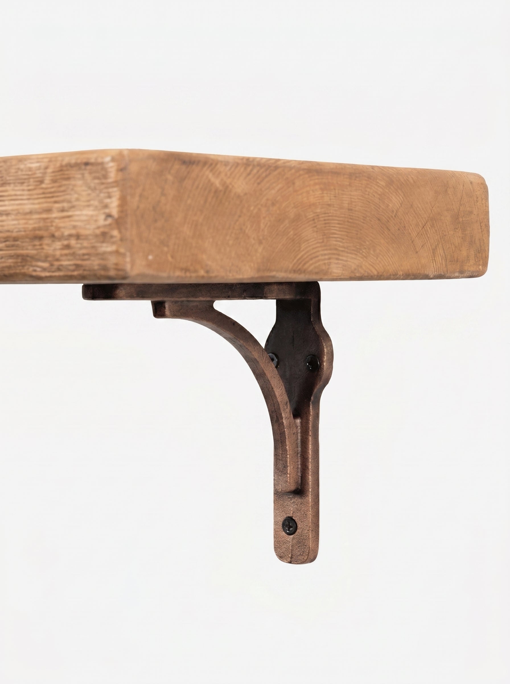 Birtley Copper Rustic Wooden Shelf with Brackets - 22cm x 4.5cm - Bracketed Shelves