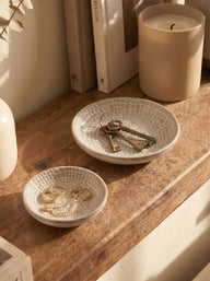 Neutral Stoneware Trinket Dish Set of 2