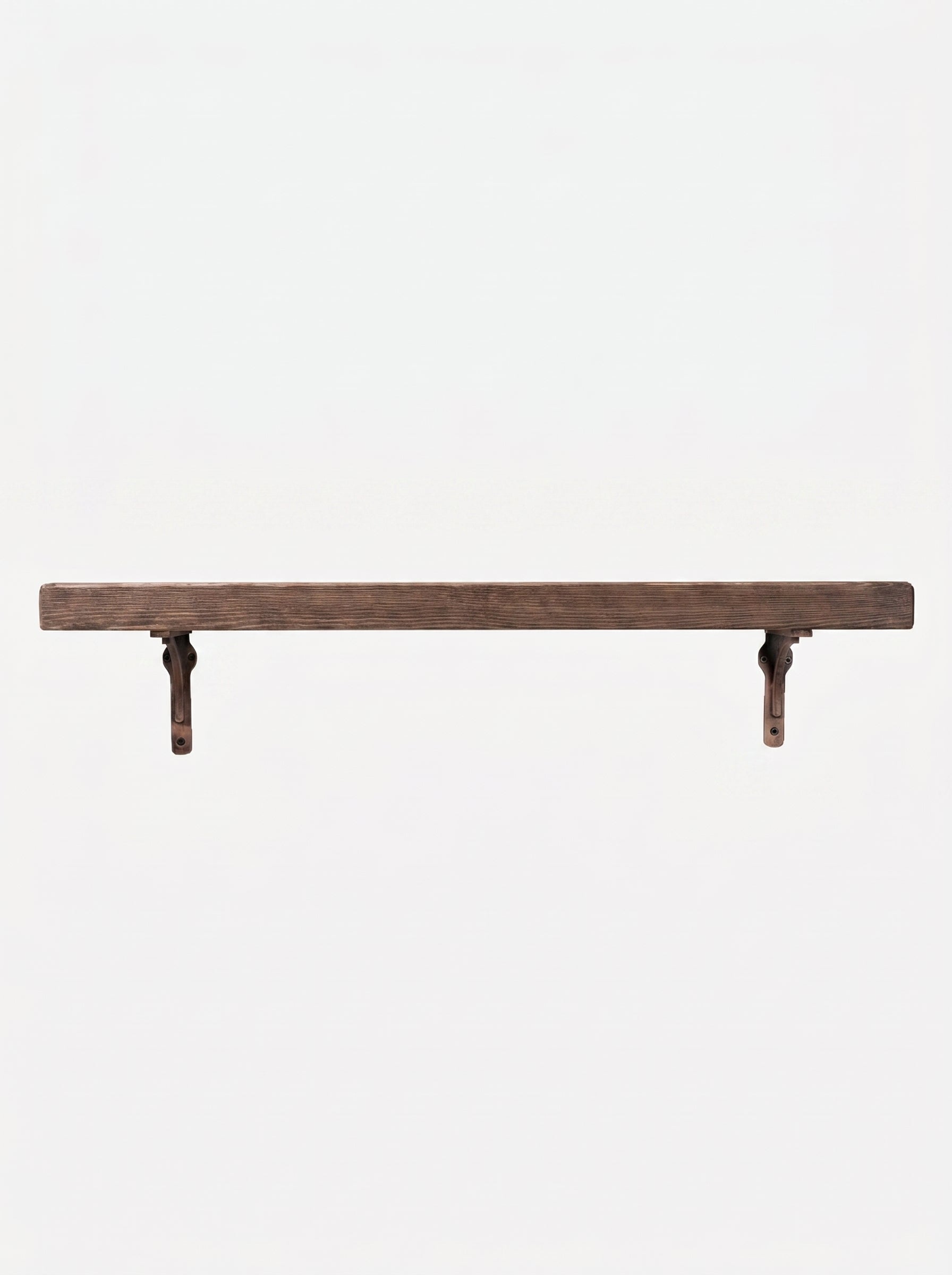 Birtley Copper Rustic Wooden Shelf with Brackets - 14.5cm x 4.5cm