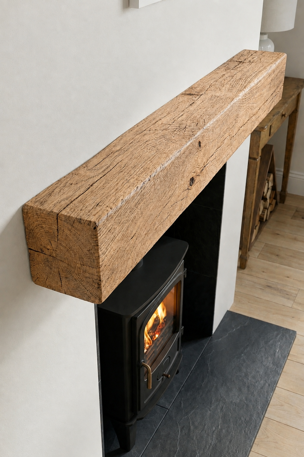 4x4 Oak Mantel Beam (9x9cm) - Mantel Beams