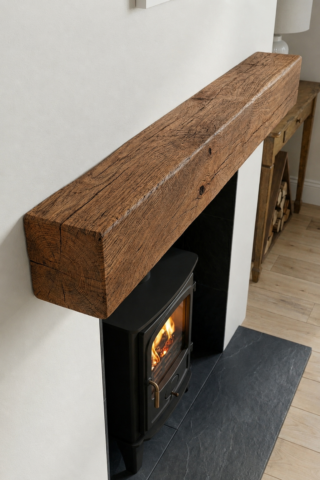 4x4 Oak Mantel Beam (9x9cm) - Mantel Beams