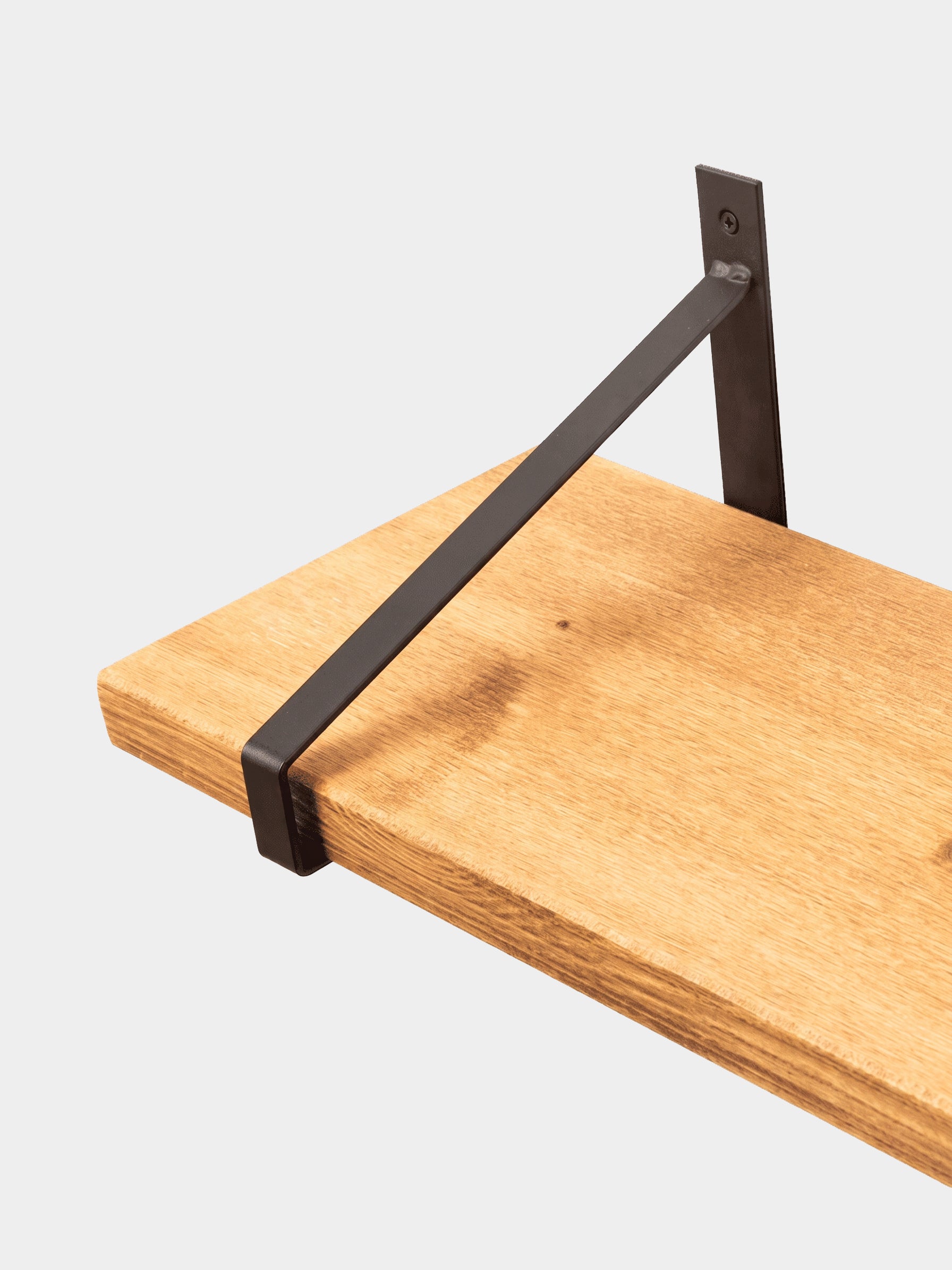 Armstrong Rustic Wooden Shelf with Brackets - 22cm x 3.5cm - Bracketed Shelves