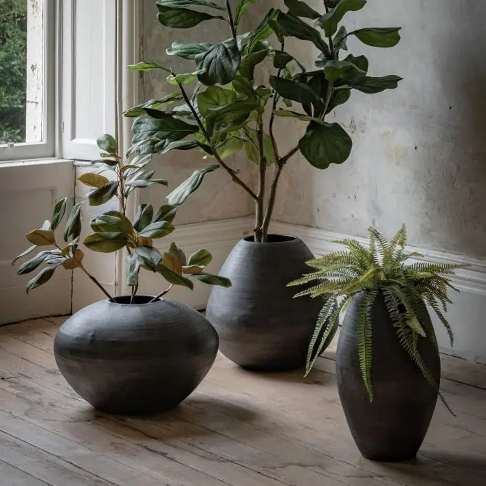 Large Rounded Metal Floor Vase