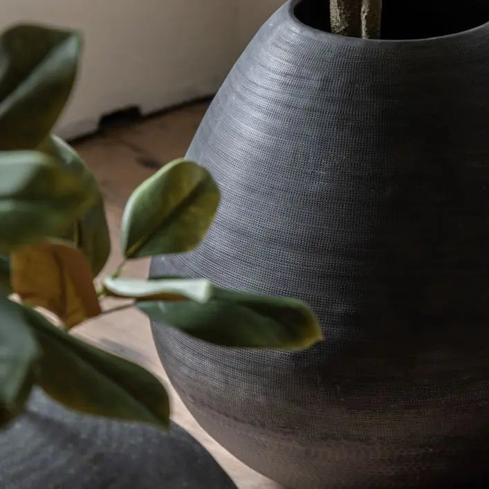 Large Rounded Metal Floor Vase