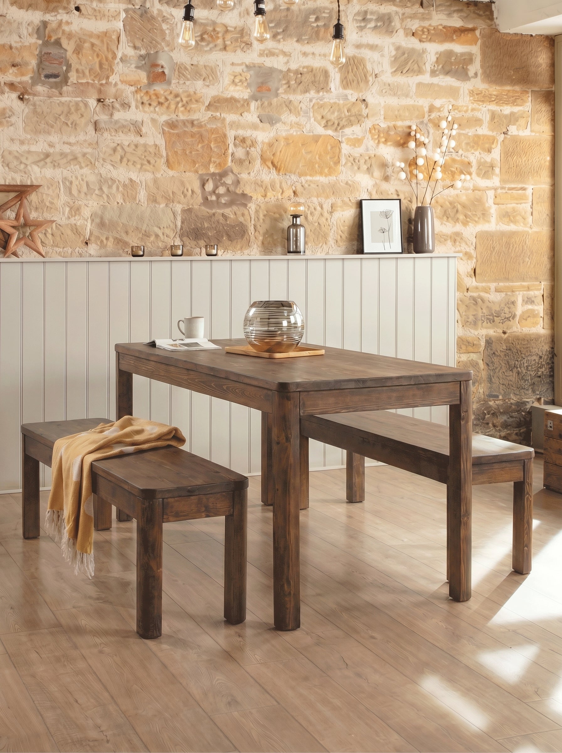 Gosforth Long Dining Table and Benches