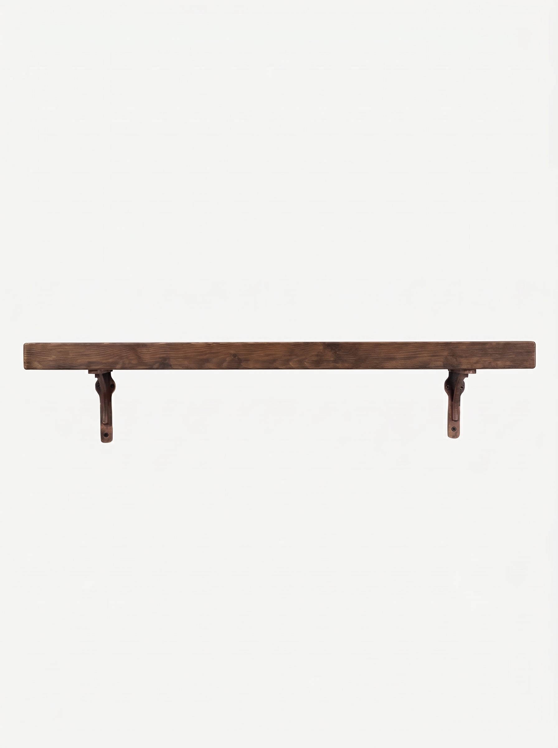 Birtley Copper Rustic Wooden Shelf with Brackets - 14.5cm x 4.5cm - Bracketed Shelves