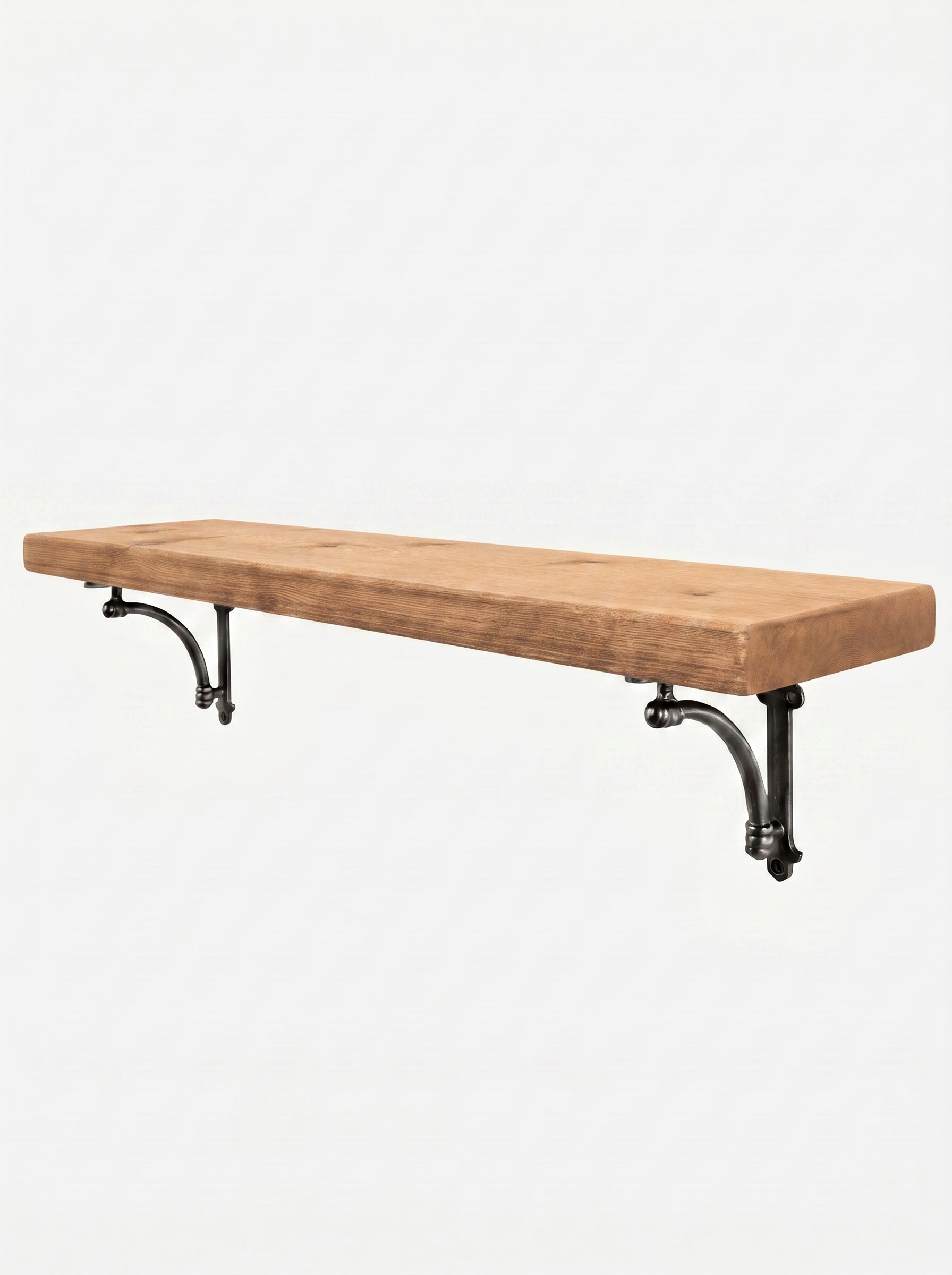 Causey Rustic Wooden Shelf with Brackets - 22cm x 4.5cm