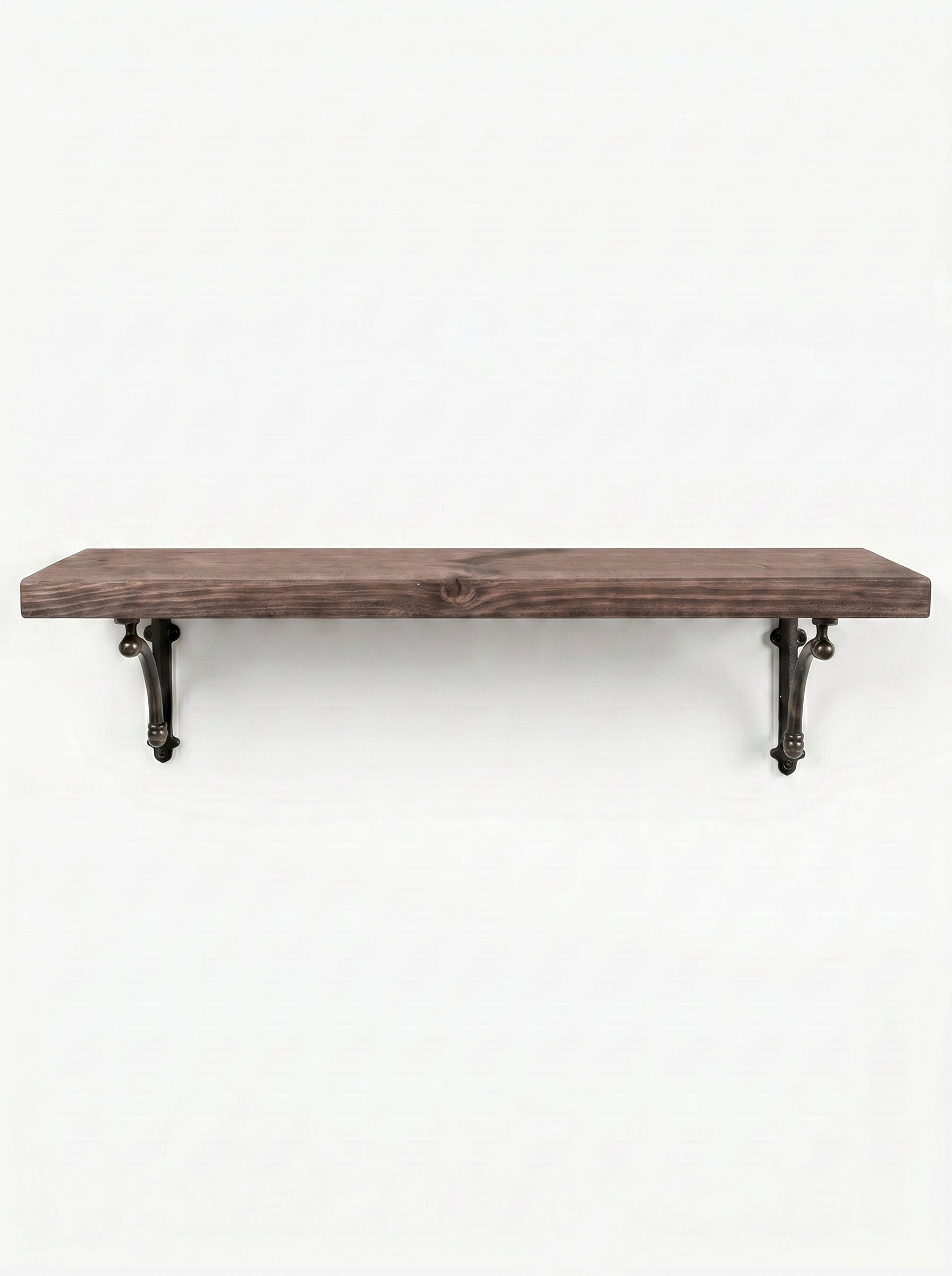 Causey Rustic Wooden Shelf with Brackets - 22cm x 3.5cm - Bracketed Shelves