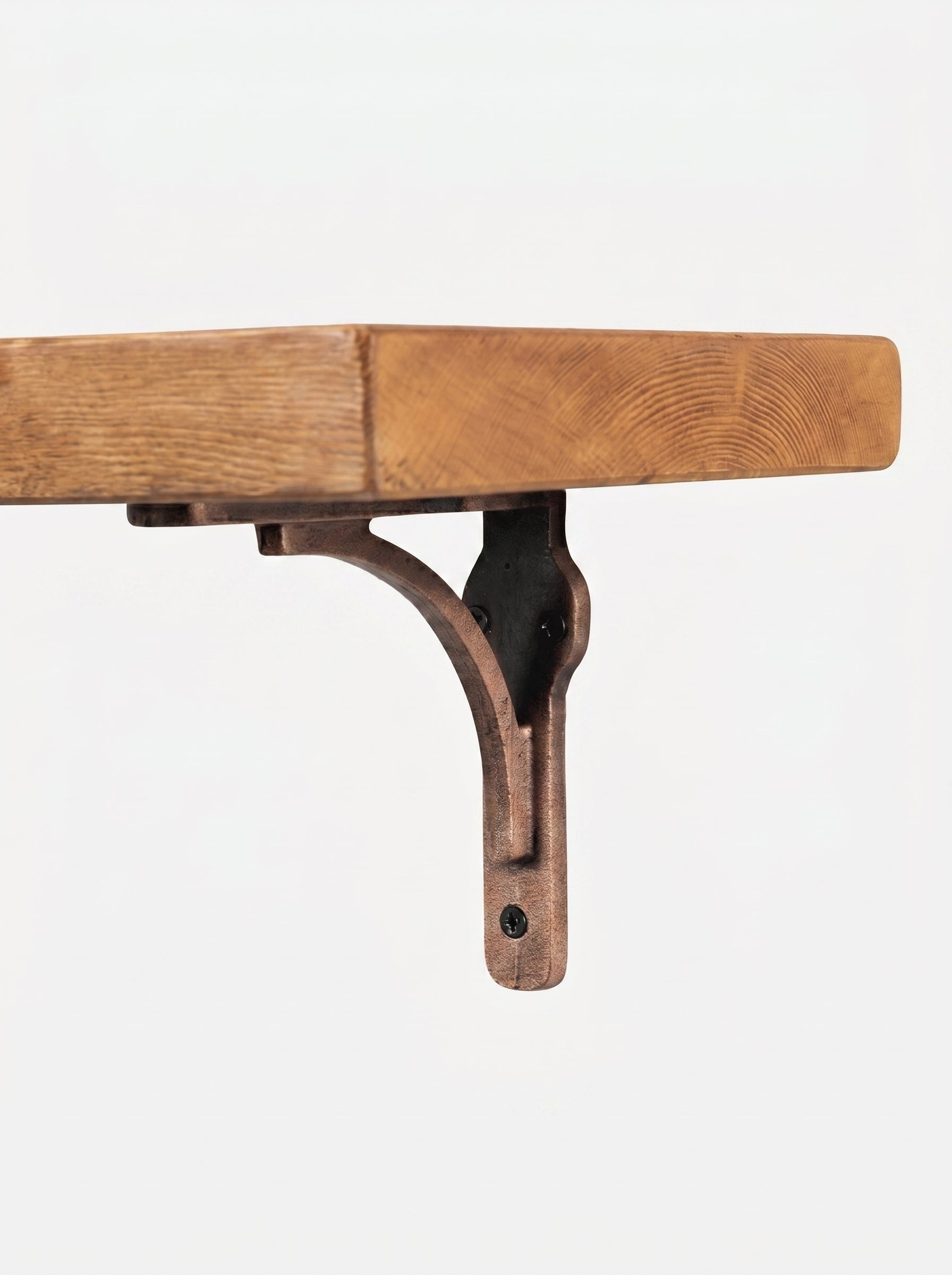 Birtley Copper Rustic Wooden Shelf with Brackets - 22cm x 3.5cm - Bracketed Shelves