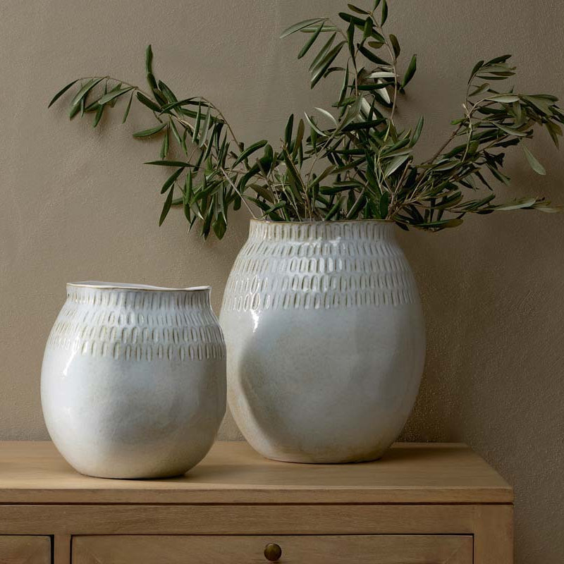 Off-White Ceramic Flower Vase