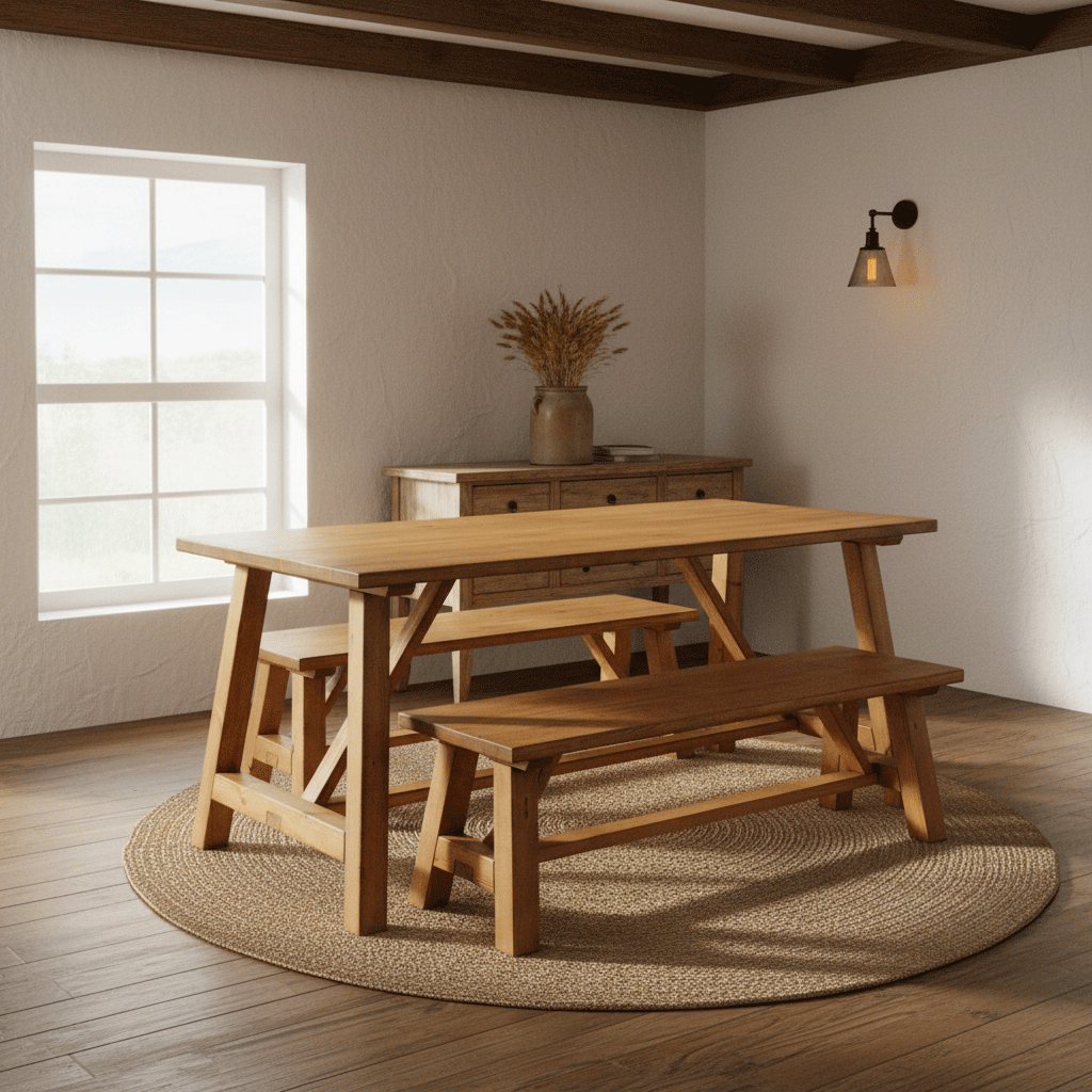Amble Dining Table and Benches