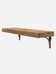 Birtley Copper Solid Wood Shelf & Brackets - 8x2 Oak Shelf (19x4cm) - Bracketed Shelves