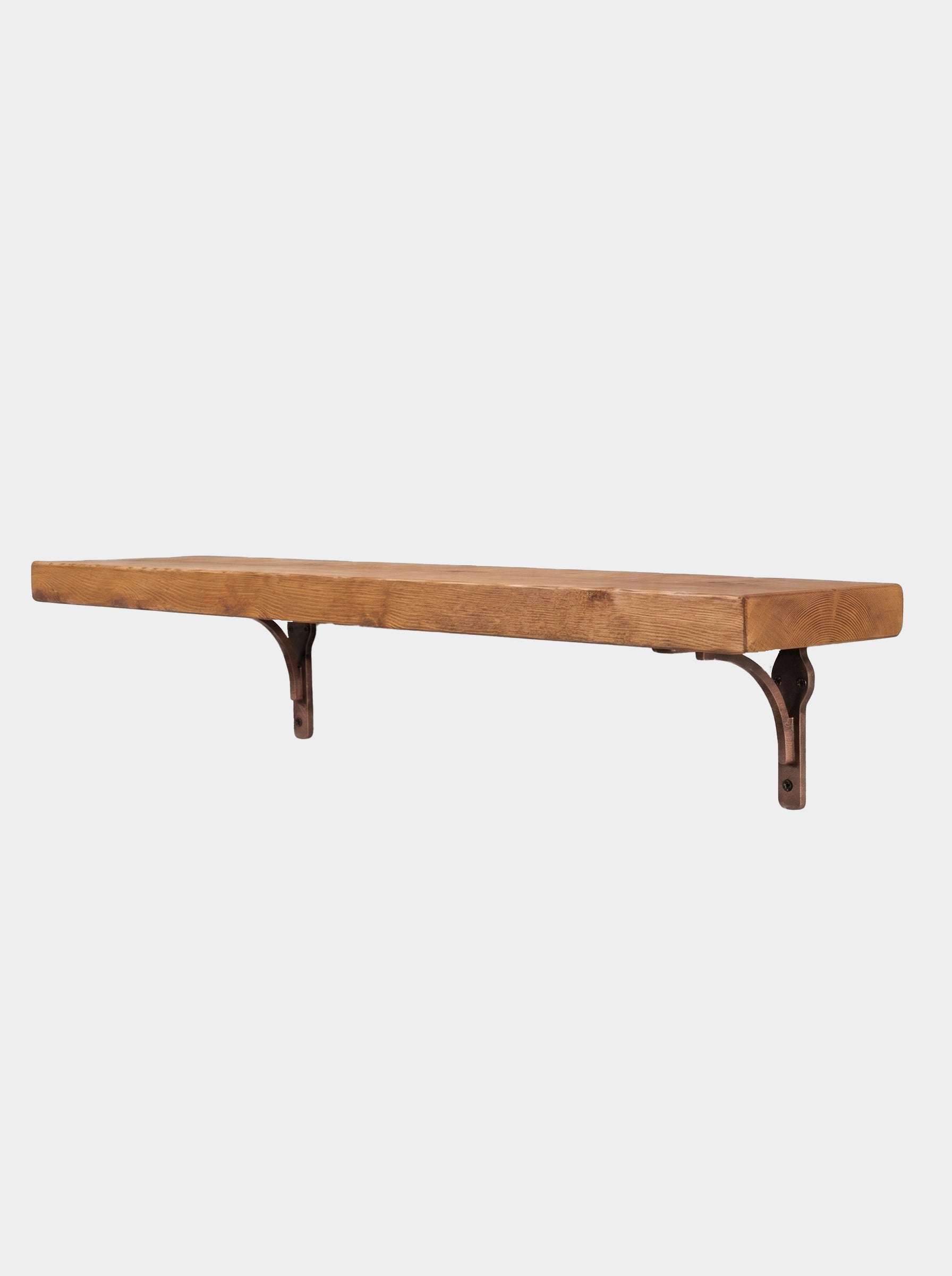 Birtley Copper Rustic Wooden Shelf with Brackets - 22cm x 3.5cm - Bracketed Shelves