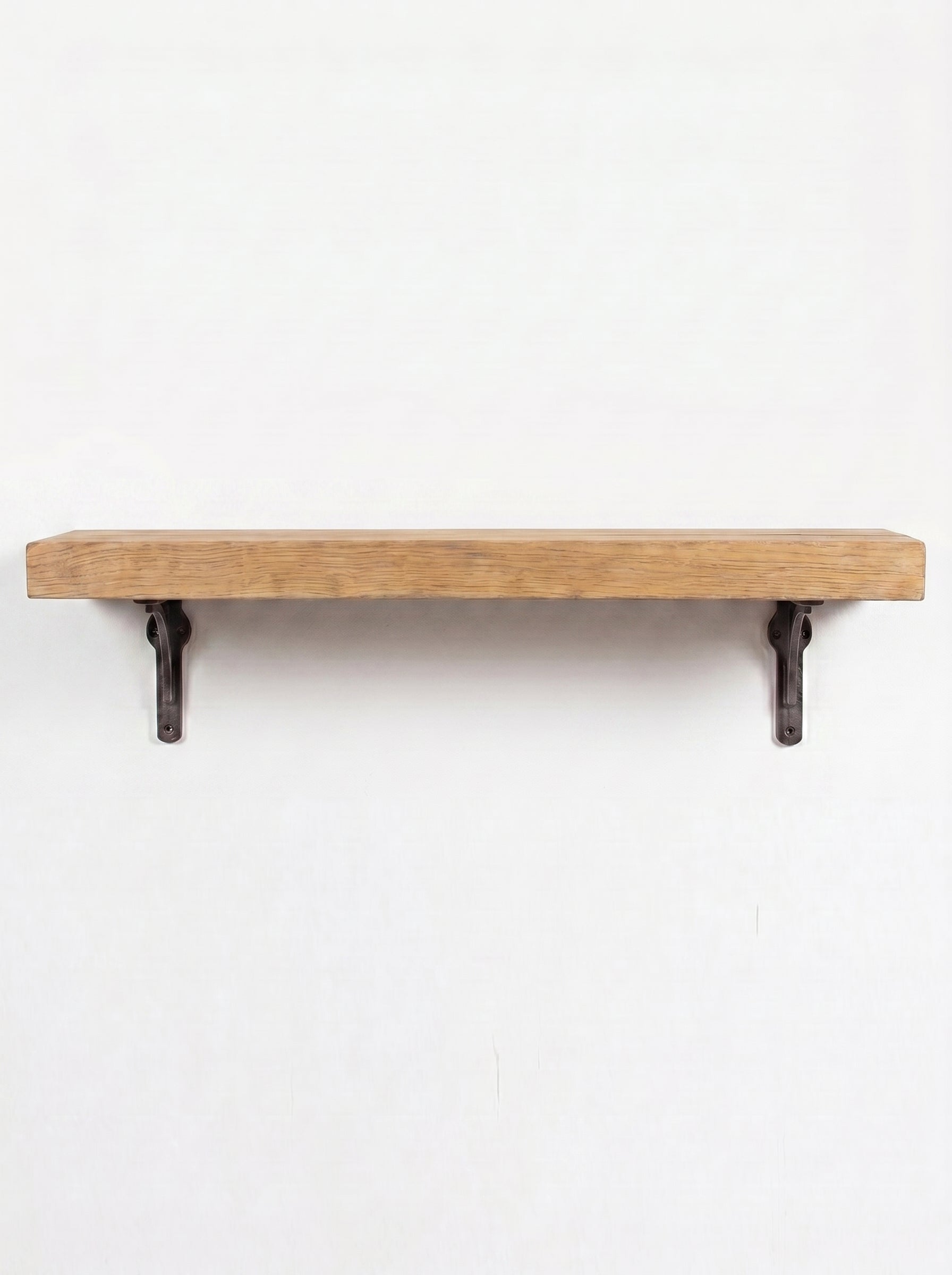 Birtley Iron Solid Wood Shelf & Brackets - 8x2 Oak Shelf (19x4cm) - Bracketed Shelves
