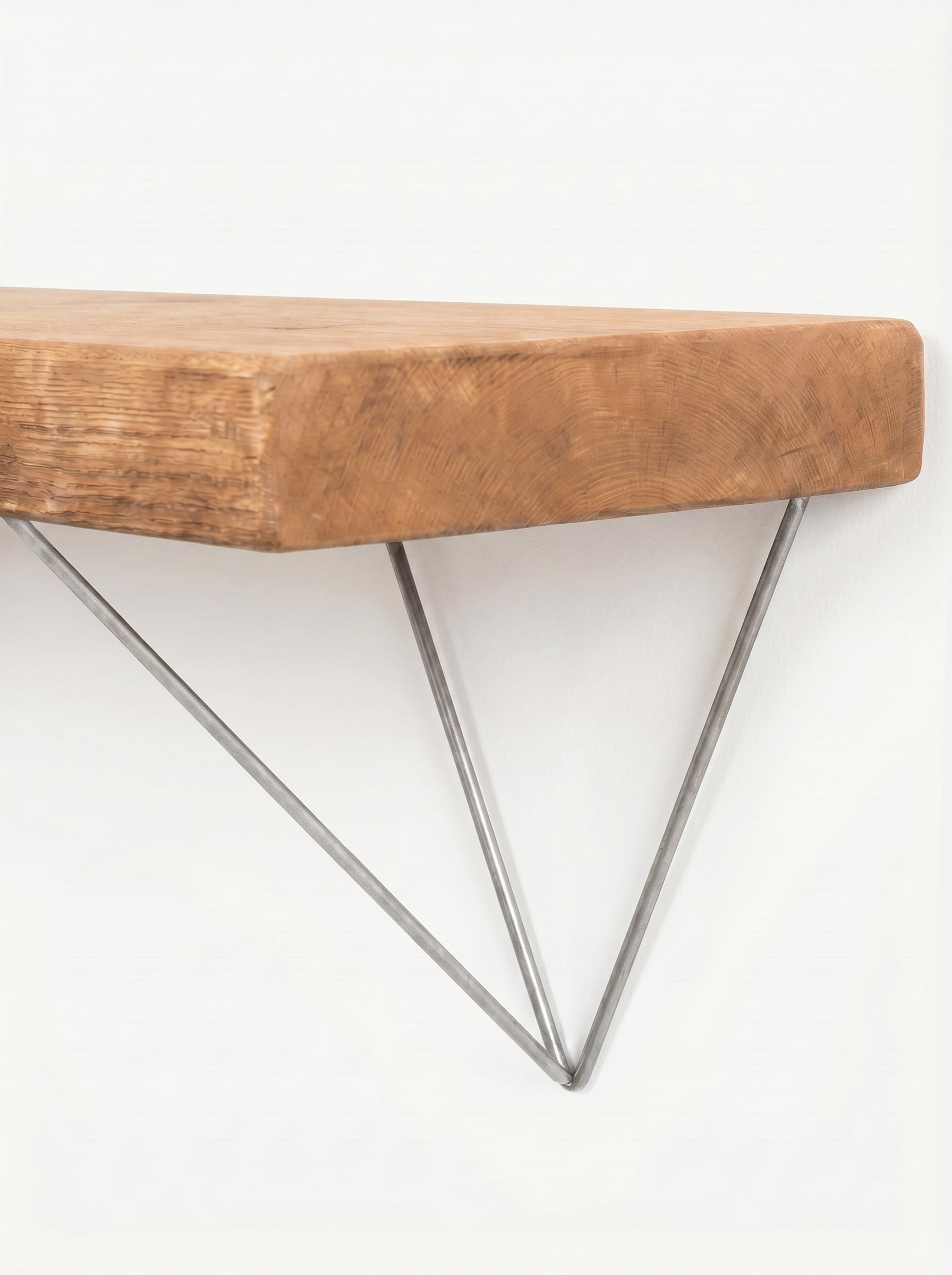 Bowes Rustic Wooden Shelf with Raw Steel Brackets - 22cm x 4.5cm