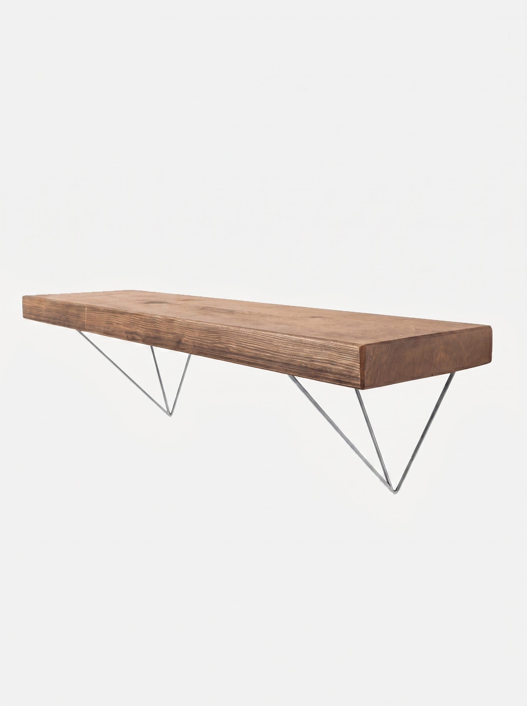 Bowes Rustic Wooden Shelf with Raw Steel Brackets - 22cm x 4.5cm