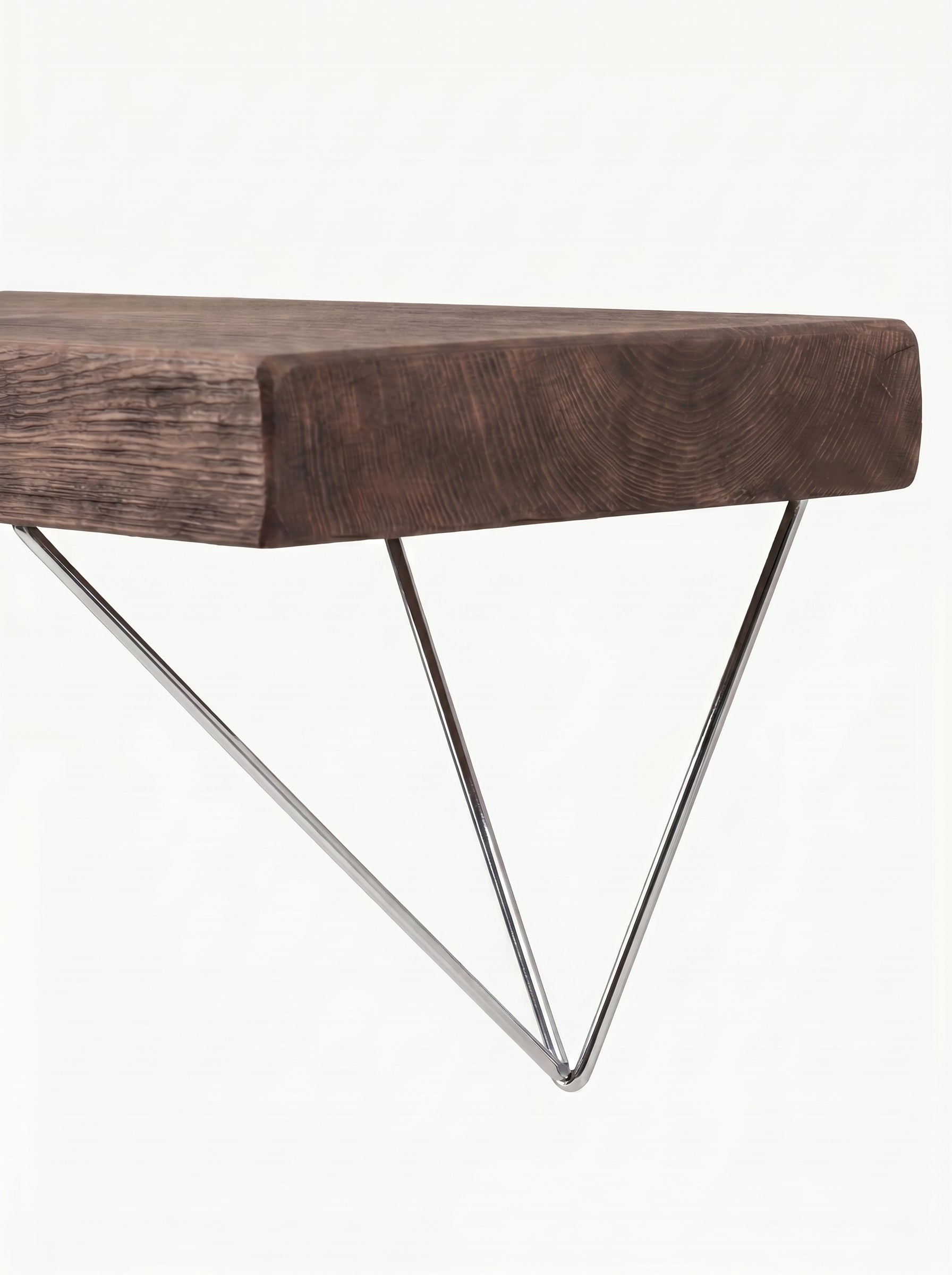 Bowes Rustic Wooden Shelf with Raw Steel Brackets - 22cm x 4.5cm - Bracketed Shelves