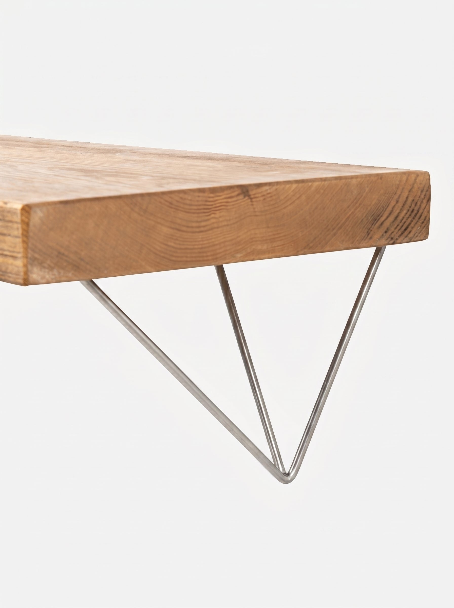 Bowes Rustic Wooden Shelf with Raw Steel Brackets - 29cm x 4.5cm