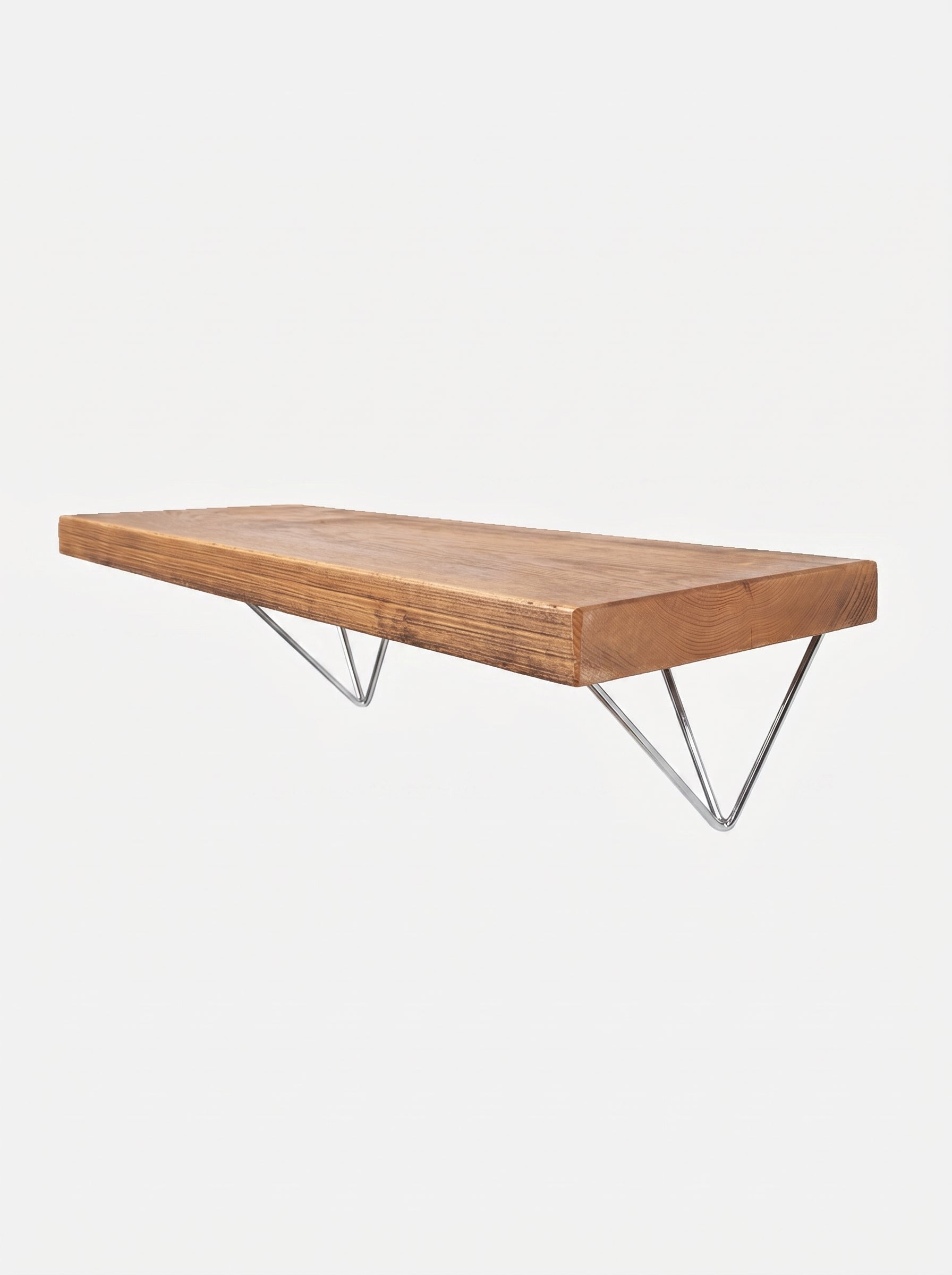 Bowes Rustic Wooden Shelf with Raw Steel Brackets - 29cm x 4.5cm