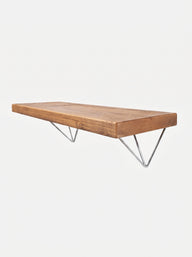 Bowes Rustic Wooden Shelf with Raw Steel Brackets - 29cm x 4.5cm