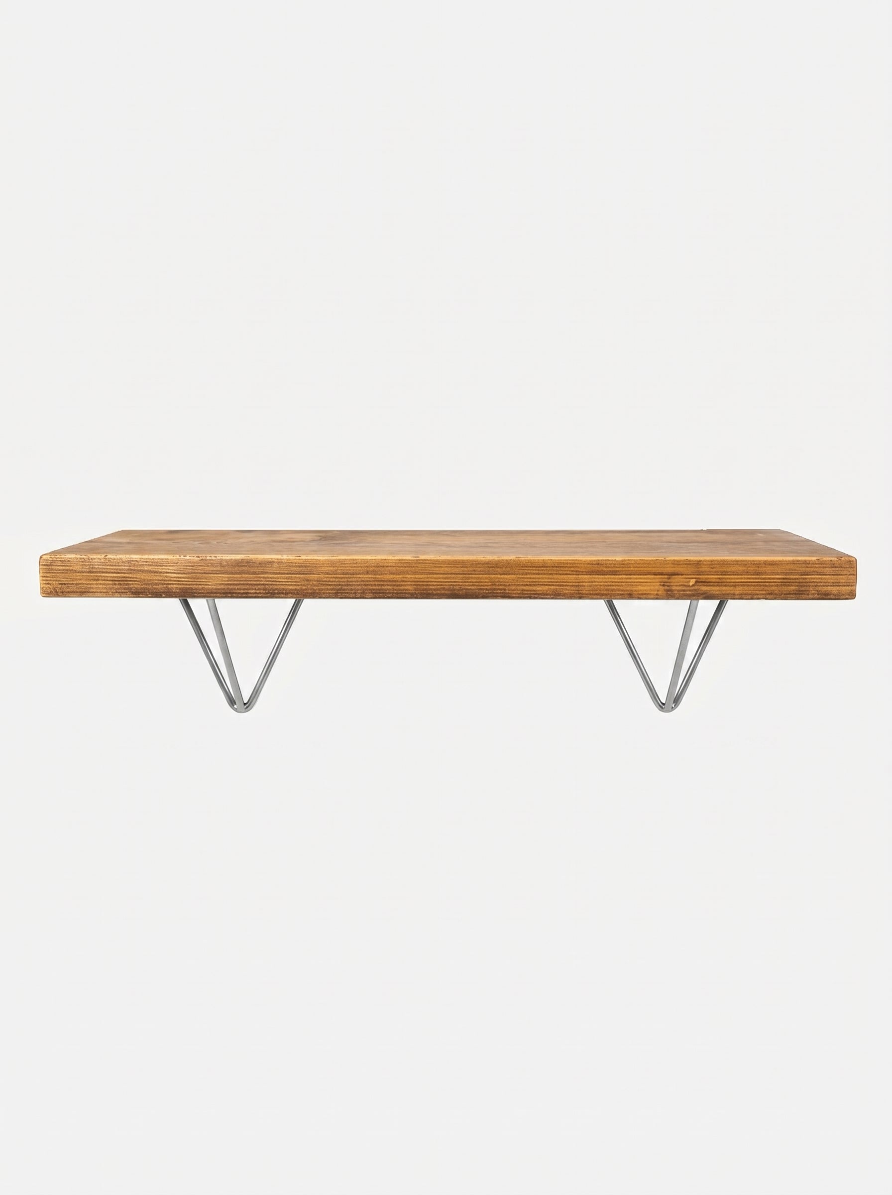 Bowes Rustic Wooden Shelf with Raw Steel Brackets - 29cm x 4.5cm