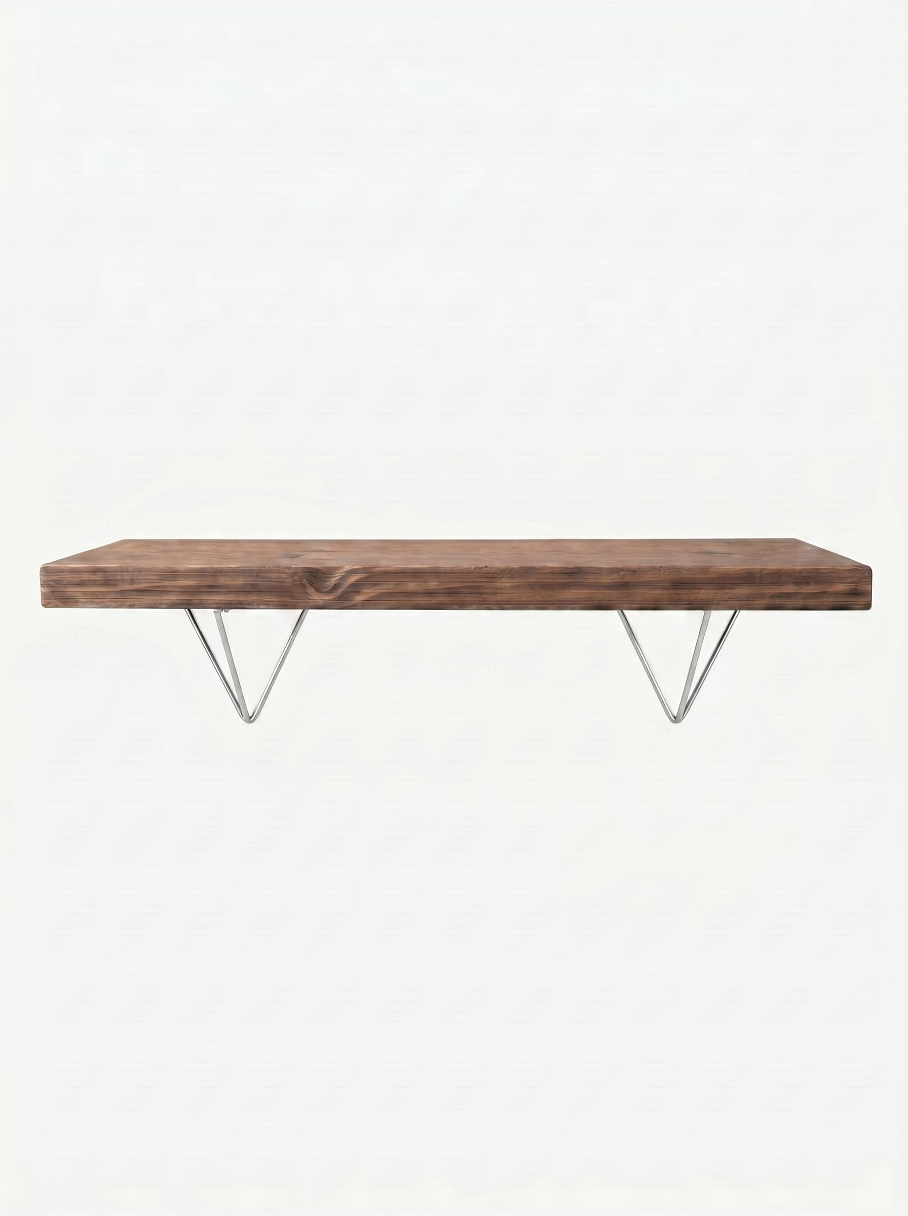 Bowes Rustic Wooden Shelf with Raw Steel Brackets - 29cm x 4.5cm - Bracketed Shelves