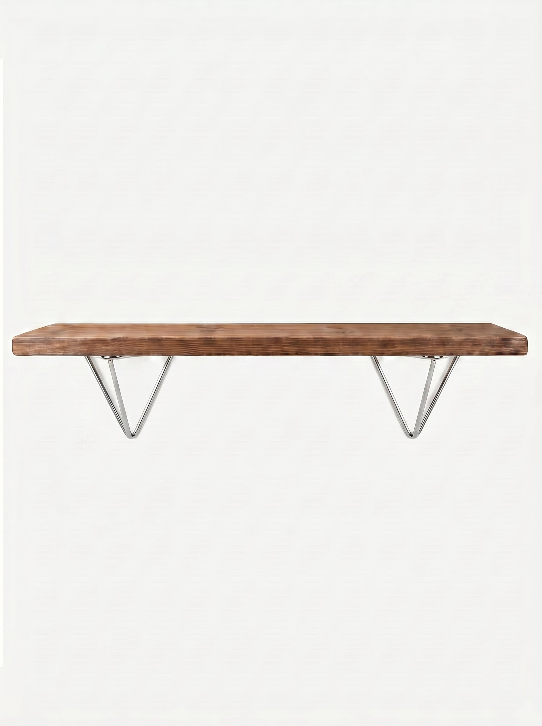 Bowes Rustic Wooden Shelf with Raw Steel Brackets - 22cm x 3.5cm - Bracketed Shelves