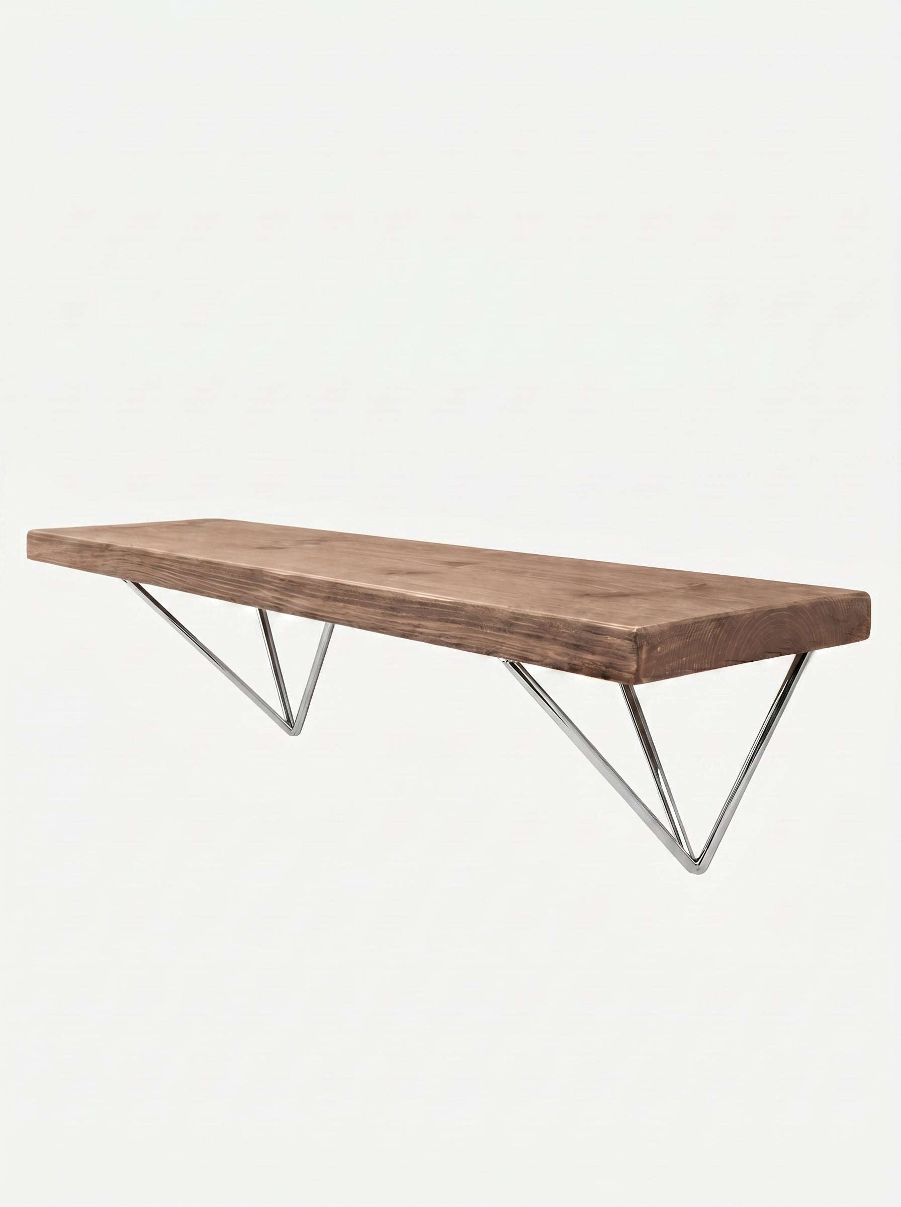 Bowes Rustic Wooden Shelf with Raw Steel Brackets - 22cm x 3.5cm - Bracketed Shelves