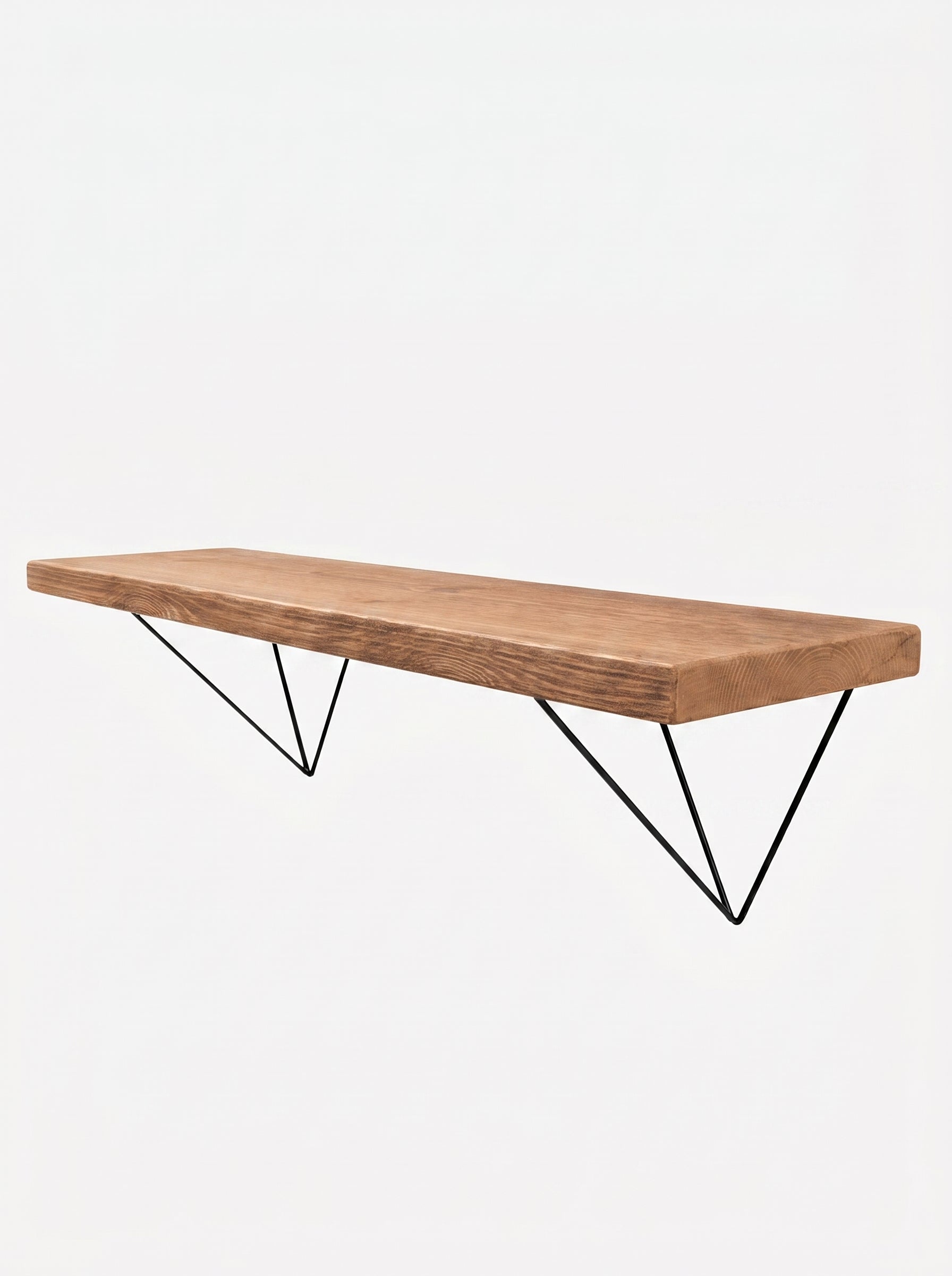 Bowes Rustic Wooden Shelf with Black Metal Brackets - 22cm x 3.5cm - Pine Bracket Shelves