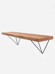 Bowes Rustic Wooden Shelf with Black Metal Brackets - 22cm x 3.5cm - Bracketed Shelves