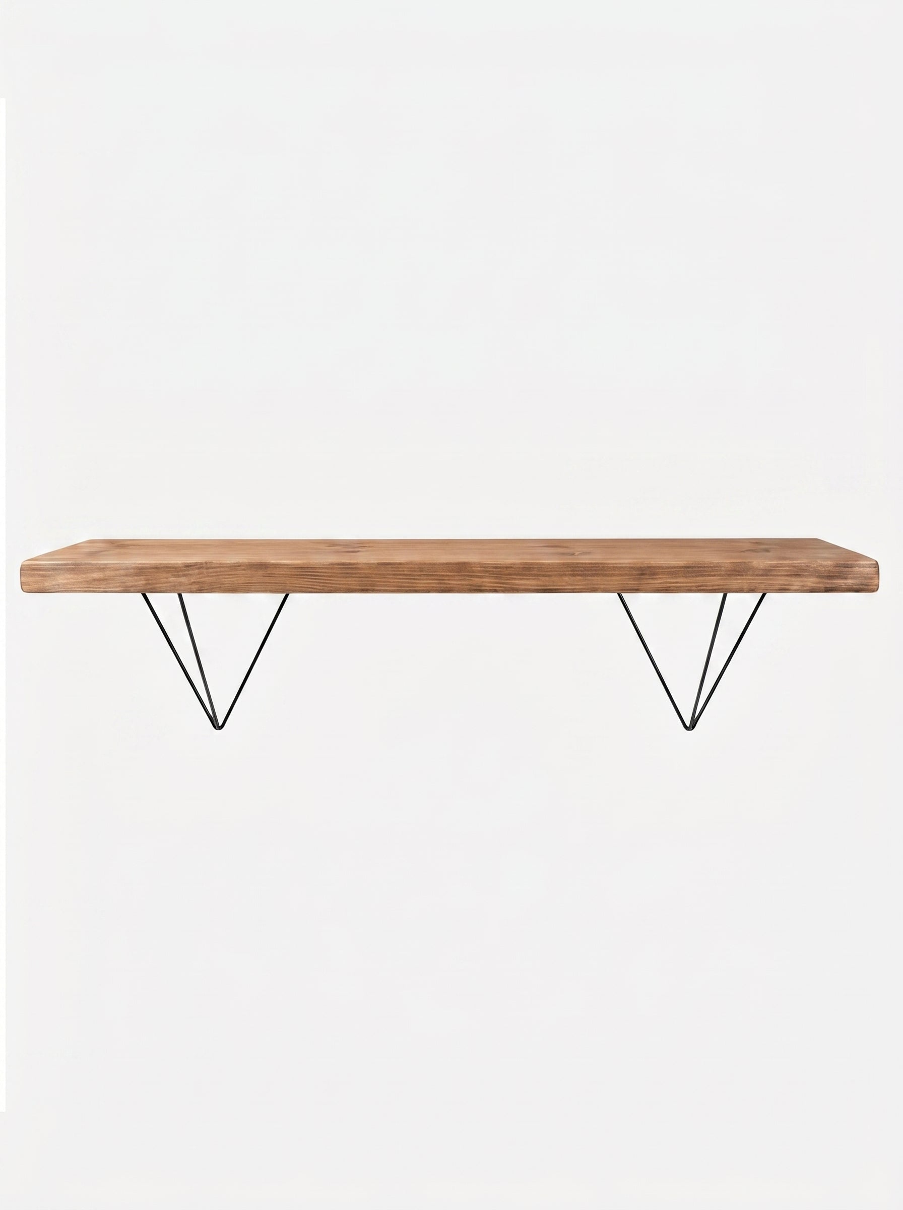 Bowes Rustic Wooden Shelf with Black Metal Brackets - 22cm x 3.5cm - Pine Bracket Shelves