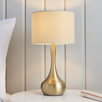 Brass Table Lamp With Neutral Shade