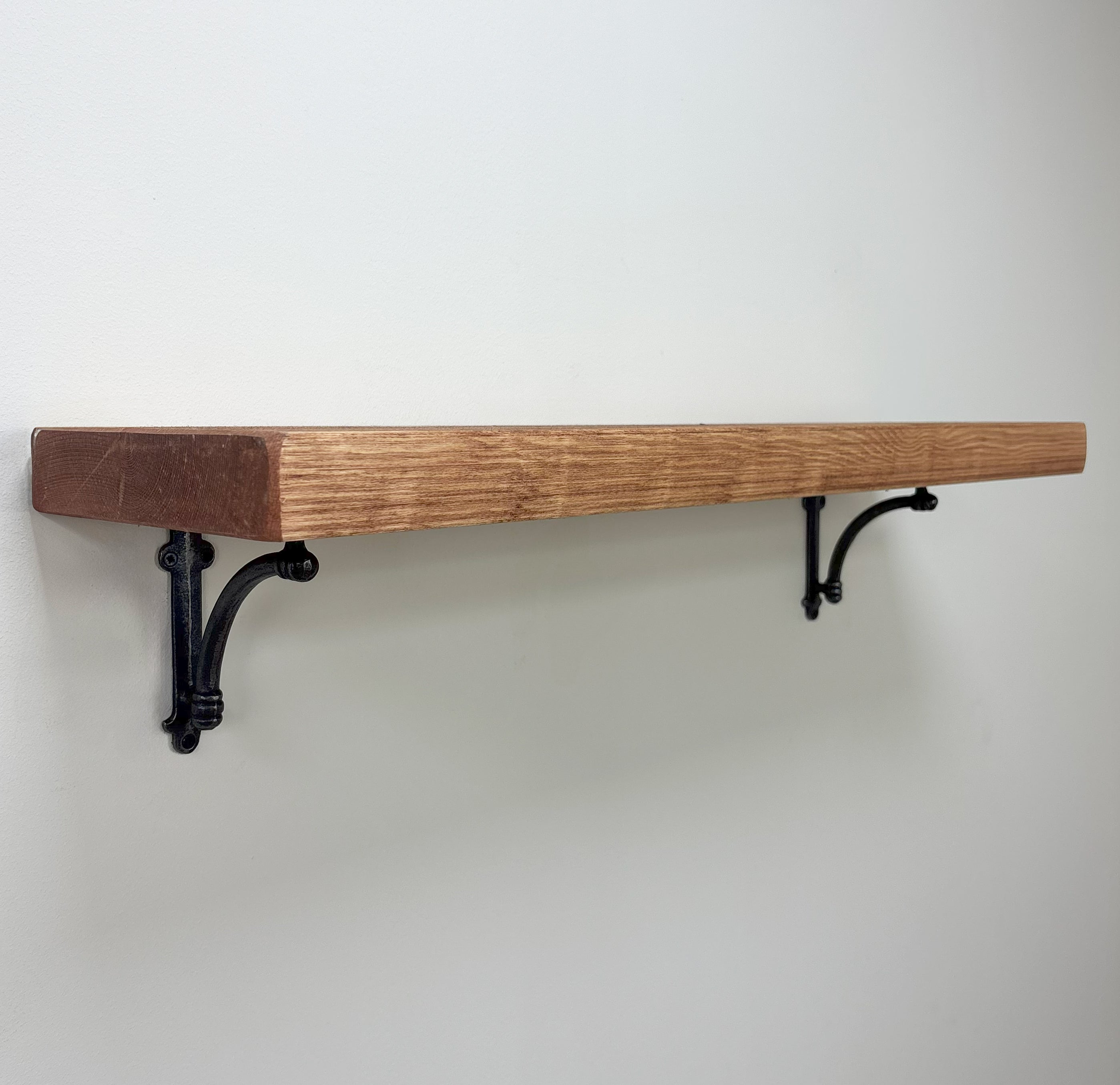 Causey Rustic Wooden Shelf with Brackets - 22cm x 4.5cm -