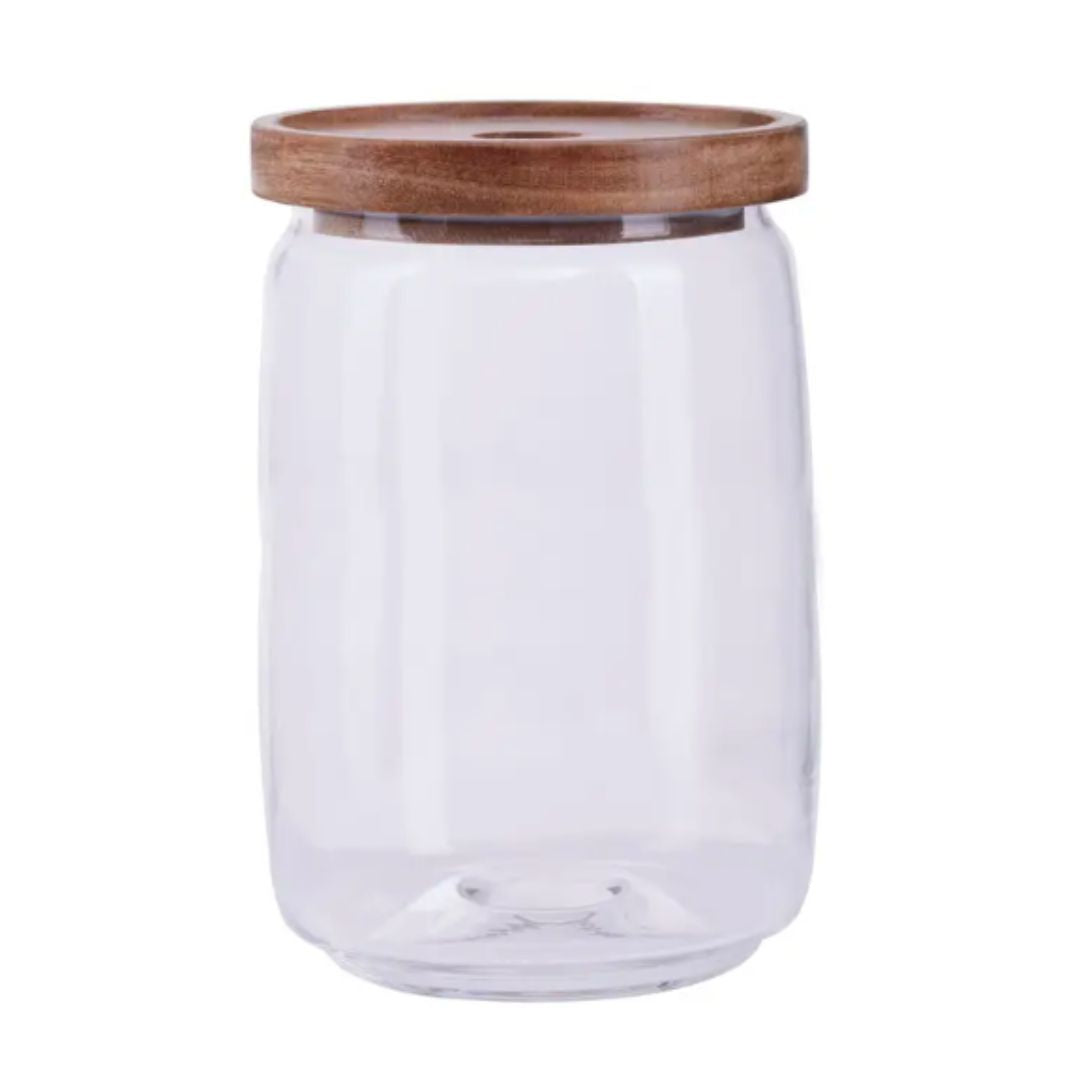 Glass Storage Jar With Wooden Lid 1260ml - Food Storage Containers