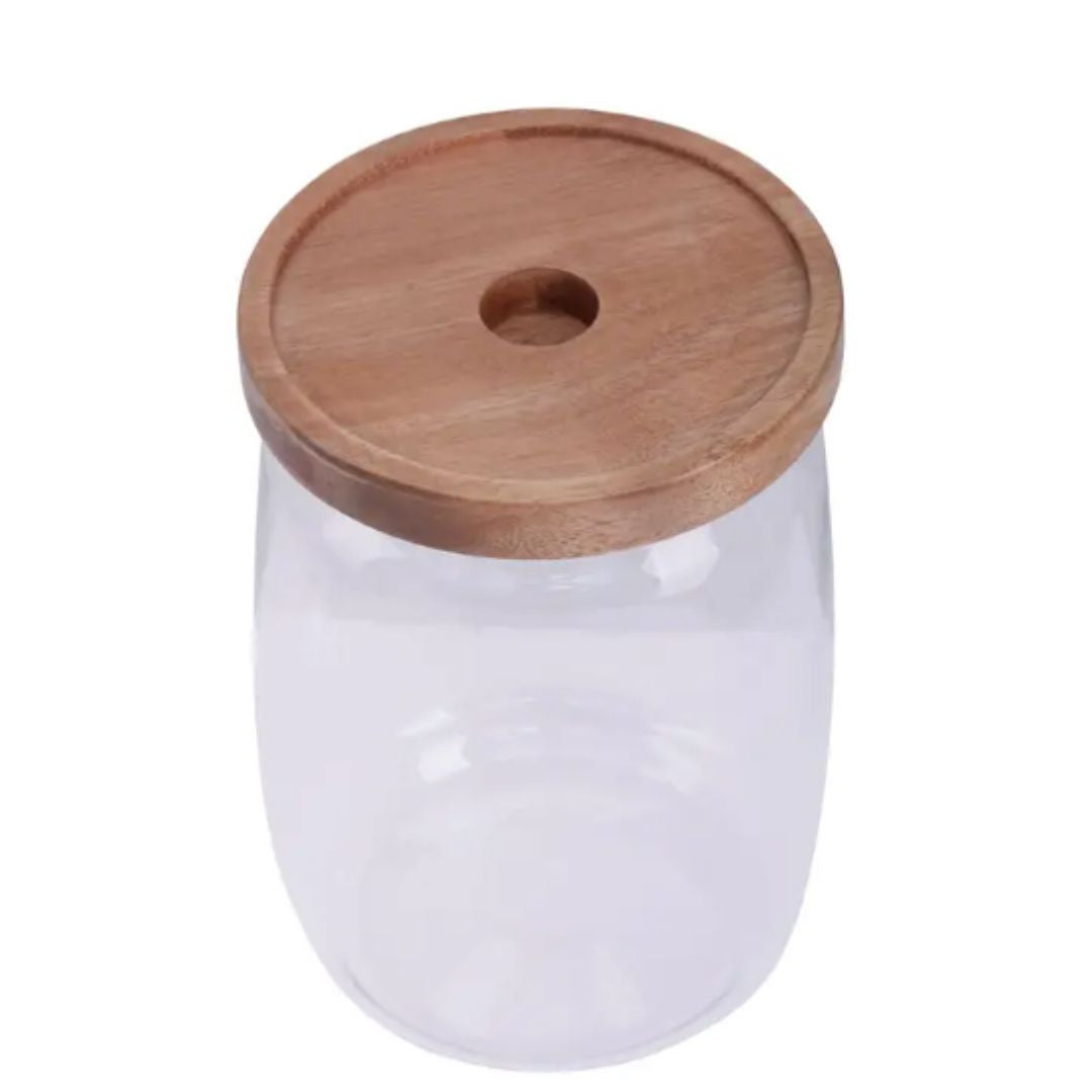 Glass Storage Jar With Wooden Lid 1260ml