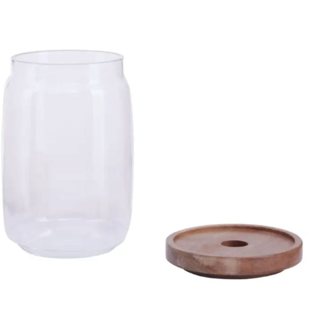 Glass Storage Jar With Wooden Lid 1260ml - Food Storage Containers