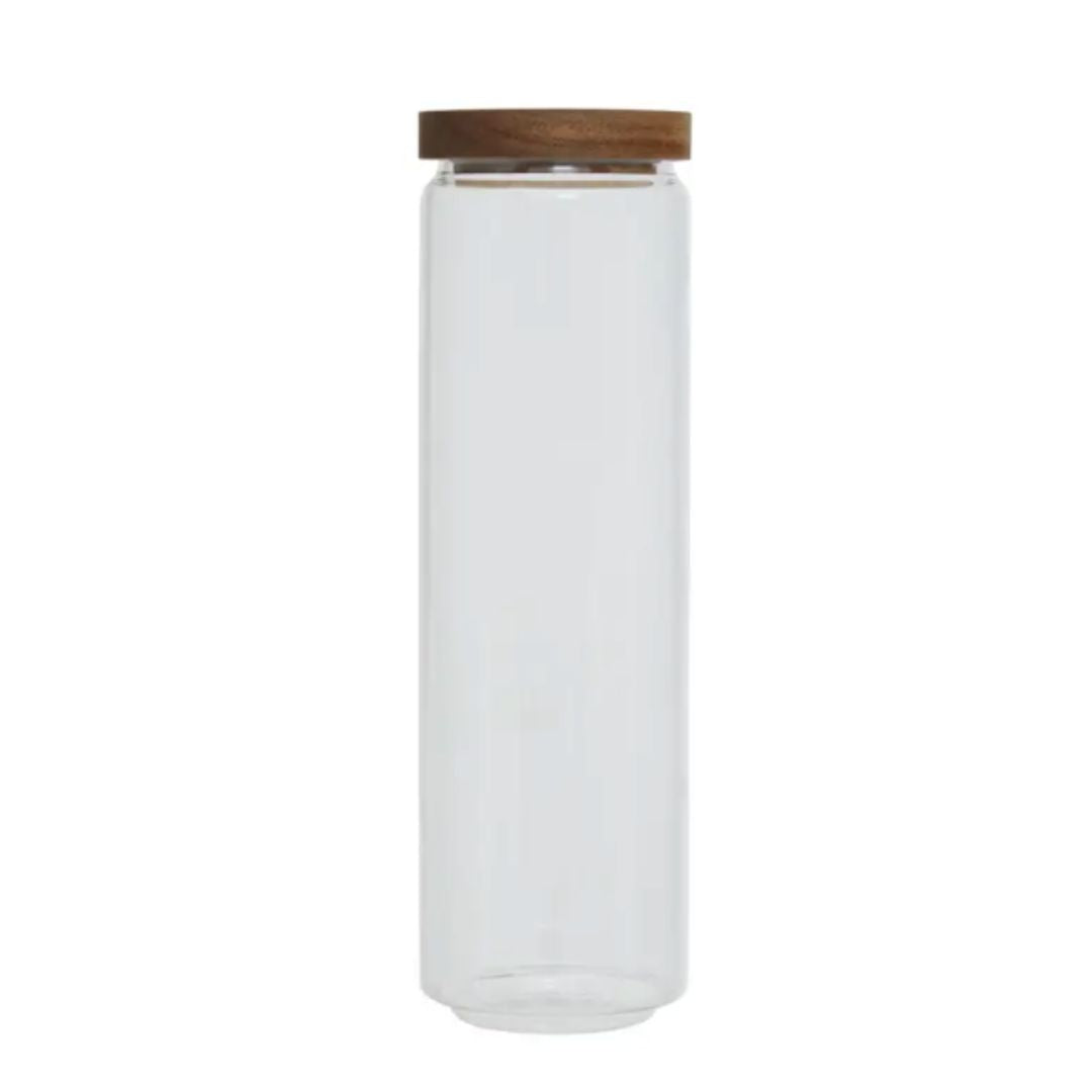 Glass Storage Jar With Wooden Lid 1600ml - Food Storage Containers