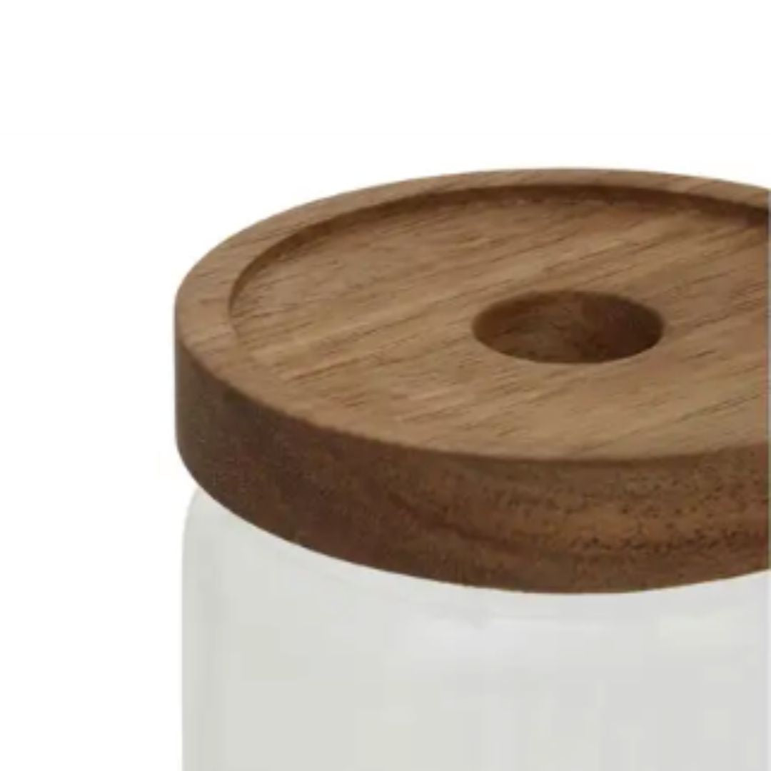 Glass Storage Jar With Wooden Lid 1600ml - Food Storage Containers