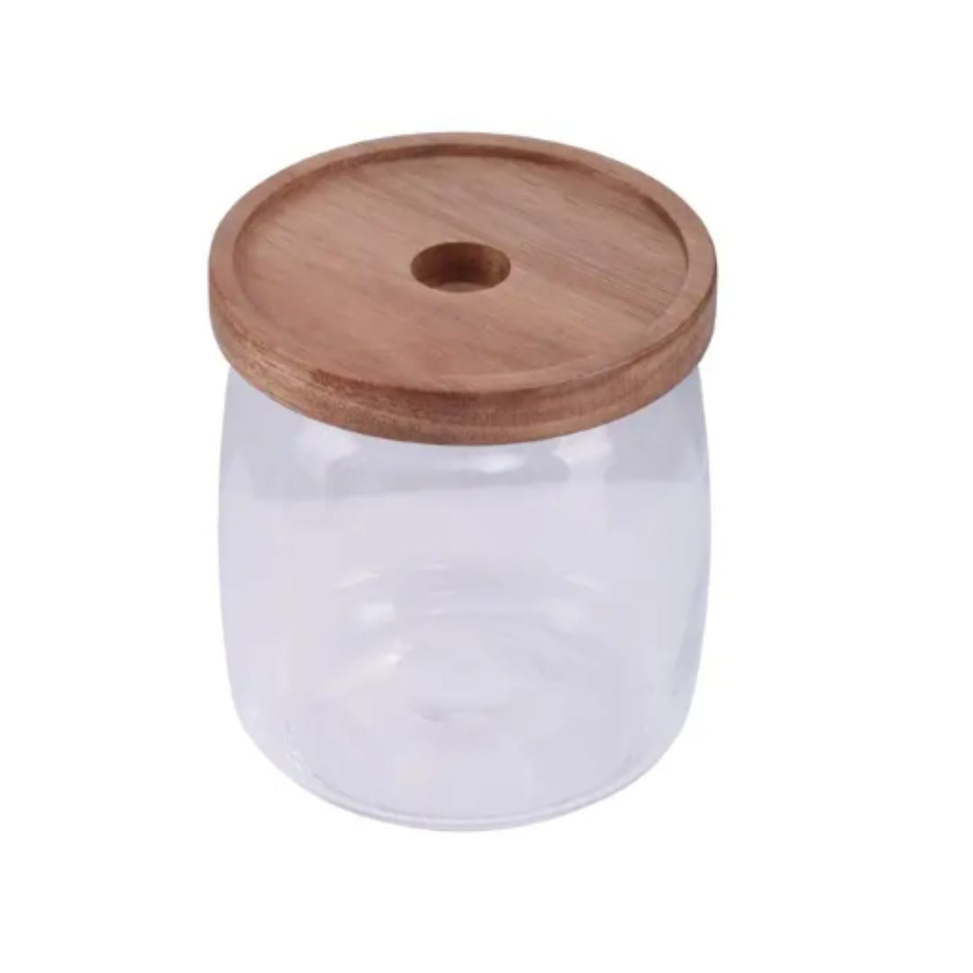 Glass Storage Jar With Wooden Lid 860ml -