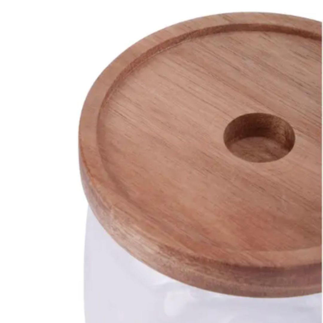 Glass Storage Jar With Wooden Lid 860ml -