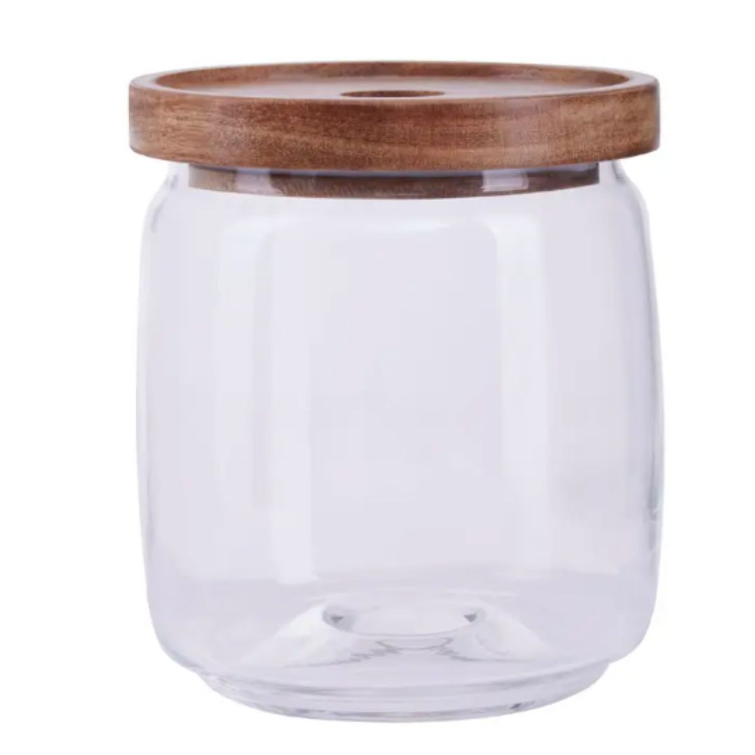 Glass Storage Jar With Wooden Lid 860ml -