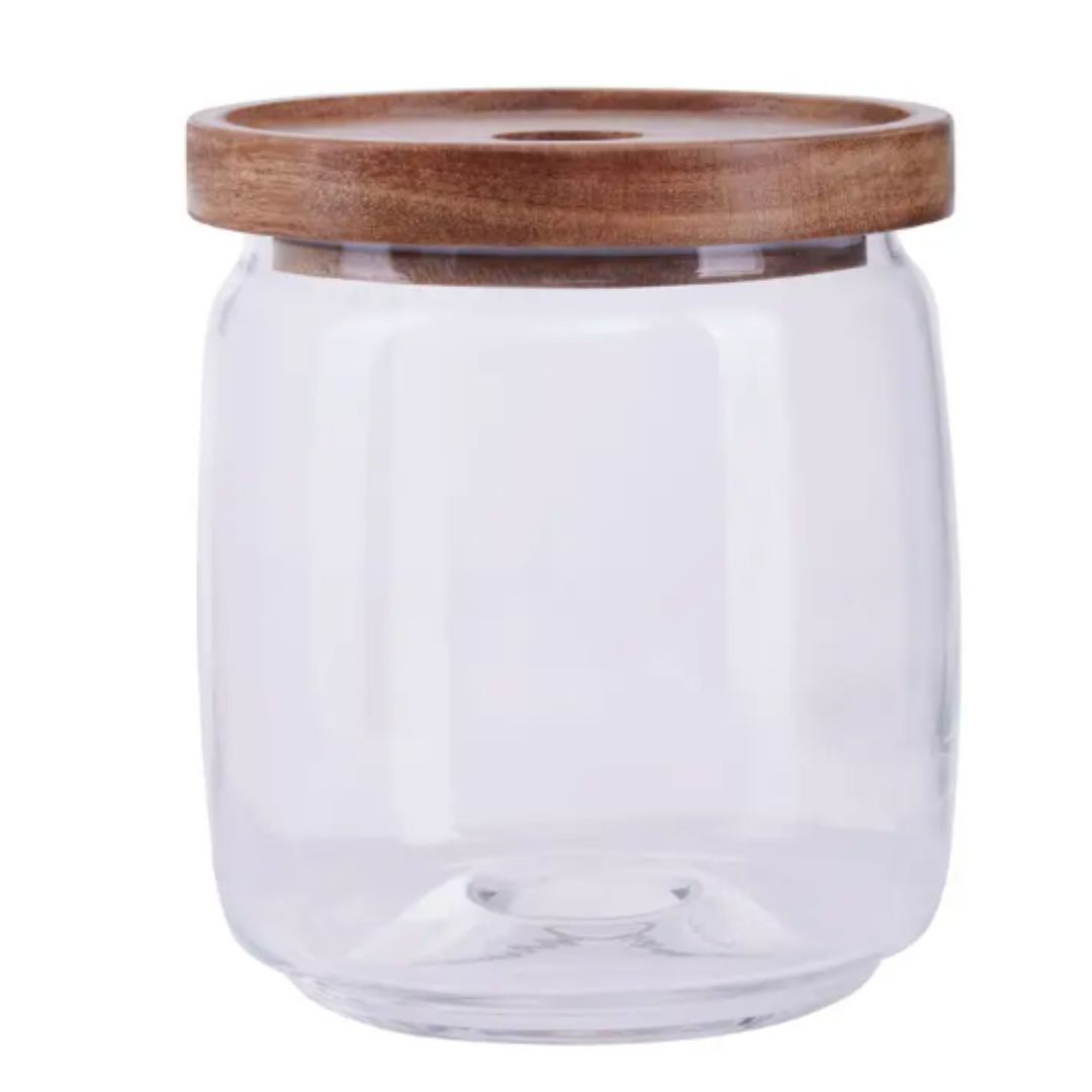 Glass Storage Jar With Wooden Lid 860ml