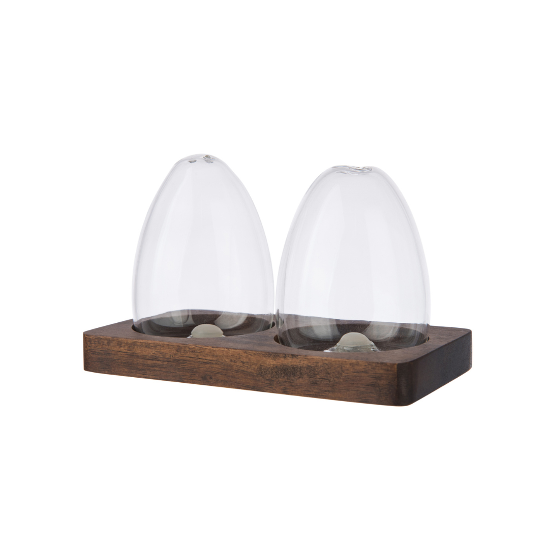 Glass Salt And Pepper Set With Tray