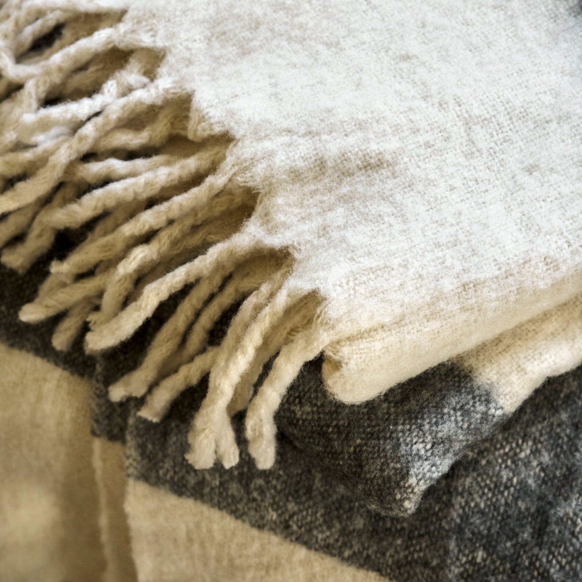 Green Striped Wool Throw