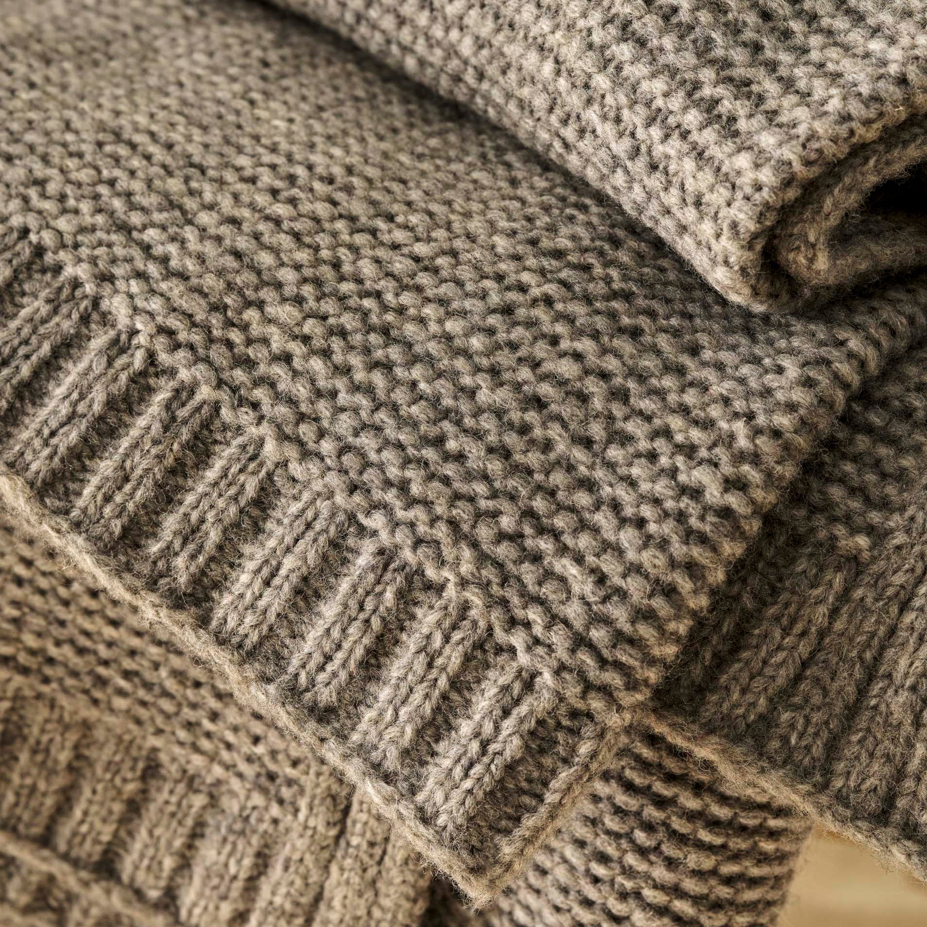 Grey Knit Wool Throw